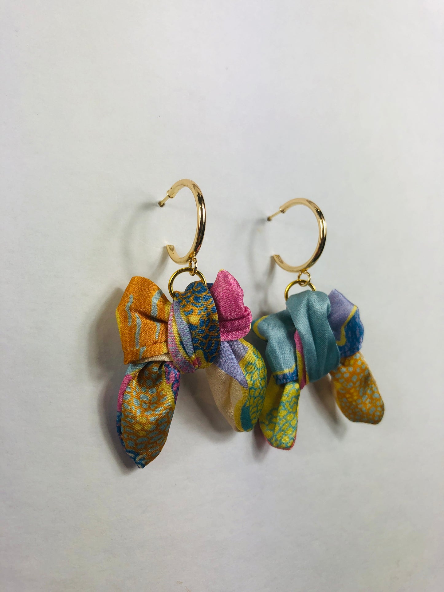 Bow Hoop Earrings | Silk Jewellery | Liberty Print | Pastel