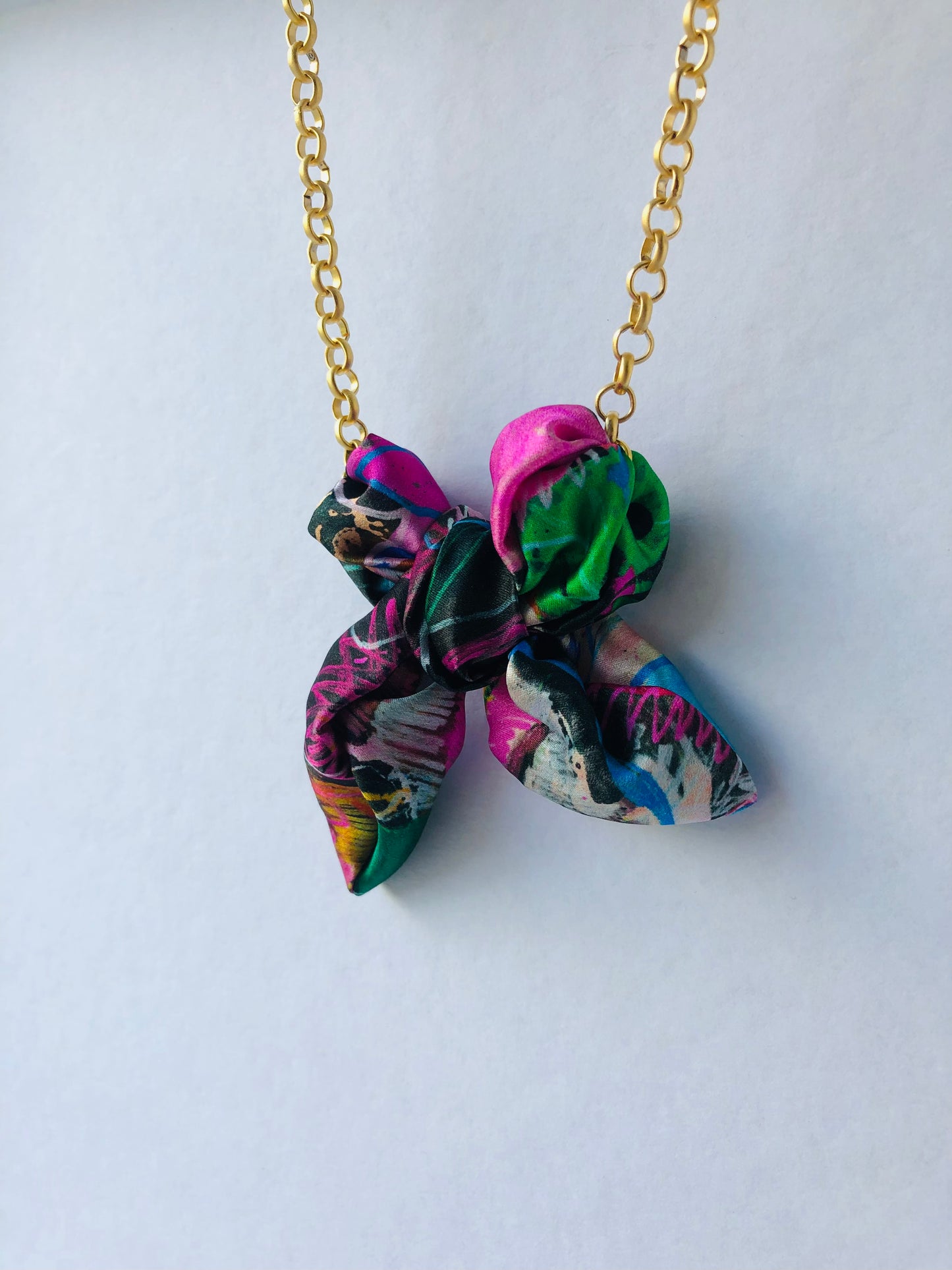 Bow Necklace | Colourful Jewellery | Liberty Print Silk