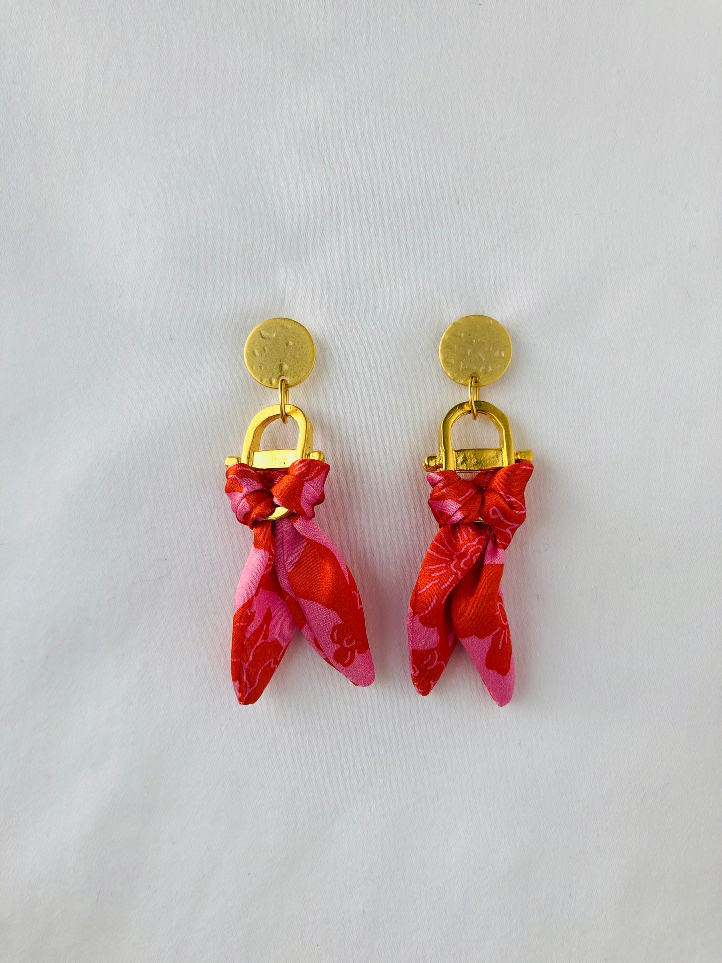 Statement Earrings | Silk Jewellery | Liberty Print | Pink and Red