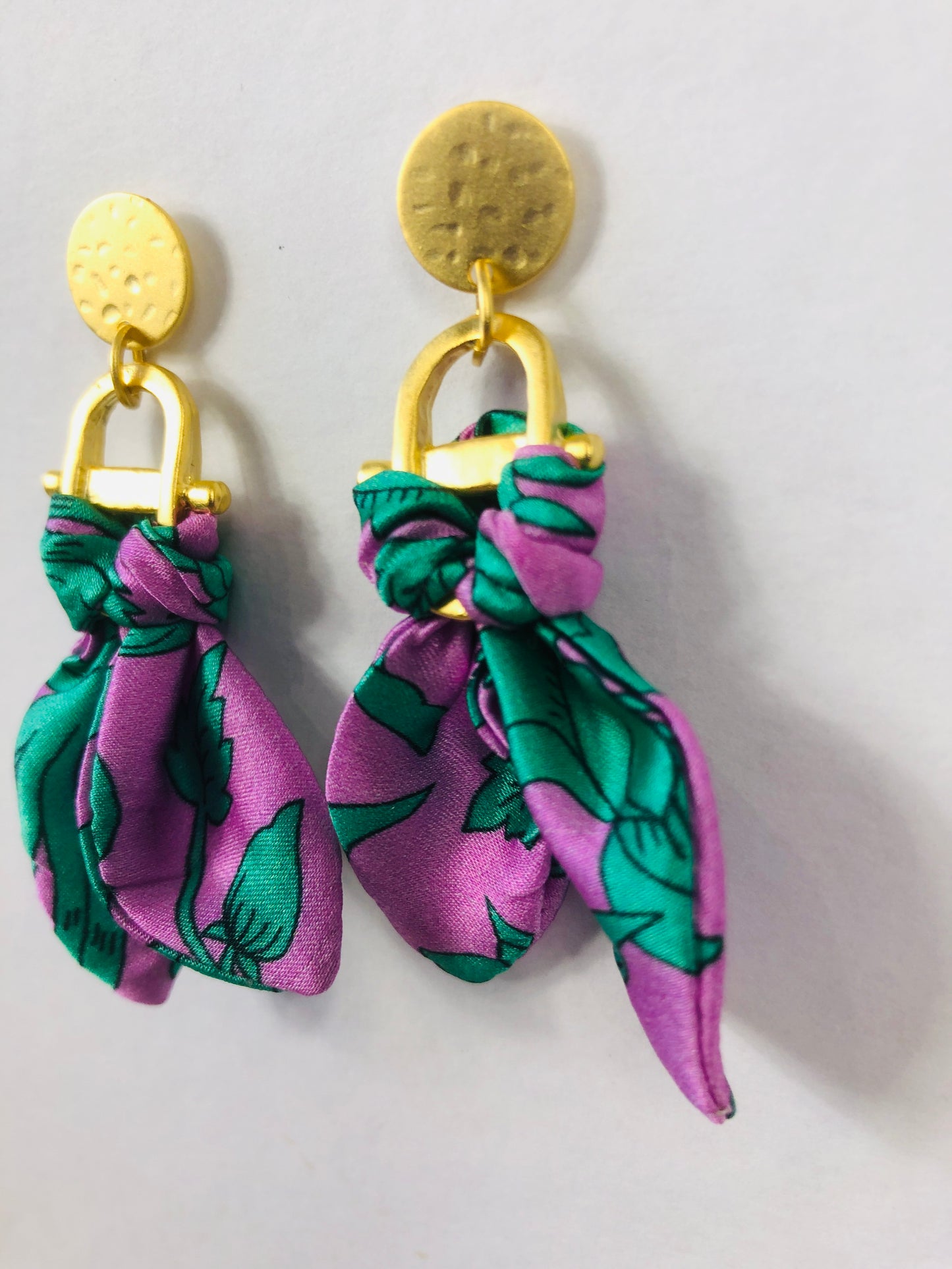 Statement Earrings | Silk Jewellery | Liberty Print | Purple Turquoise