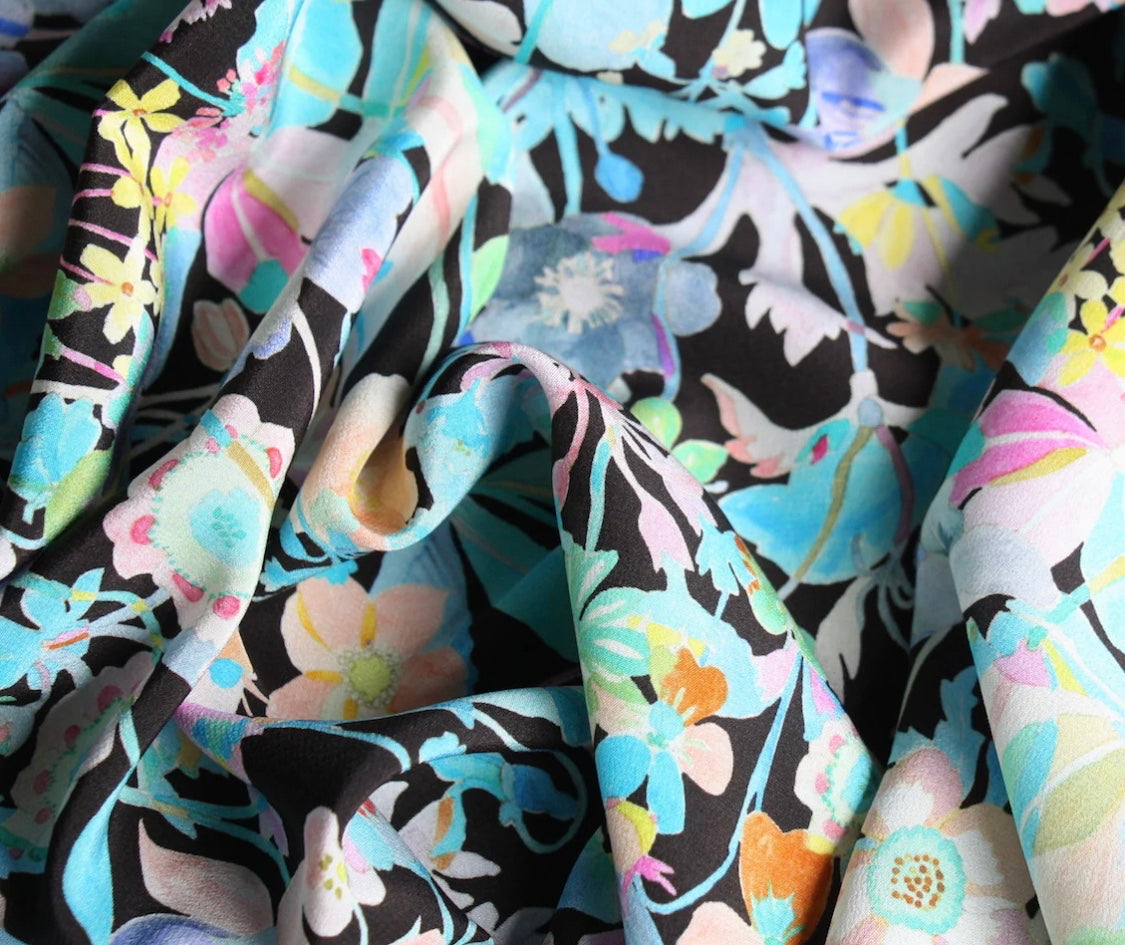 Bow Necklace | Silk Jewellery | Blue Floral Liberty Print