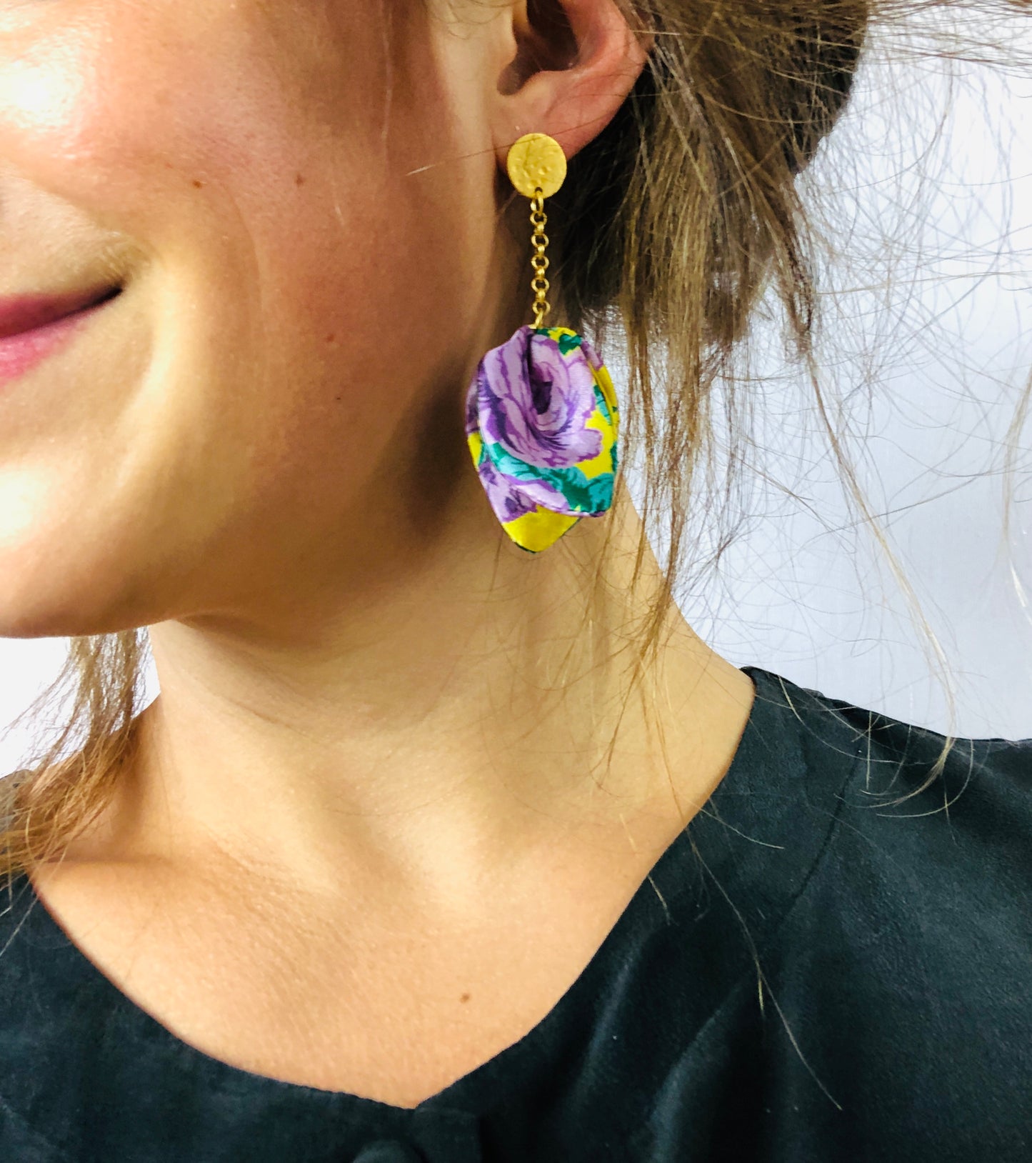 Silk Petal Earrings | Liberty Print | Floral Rose