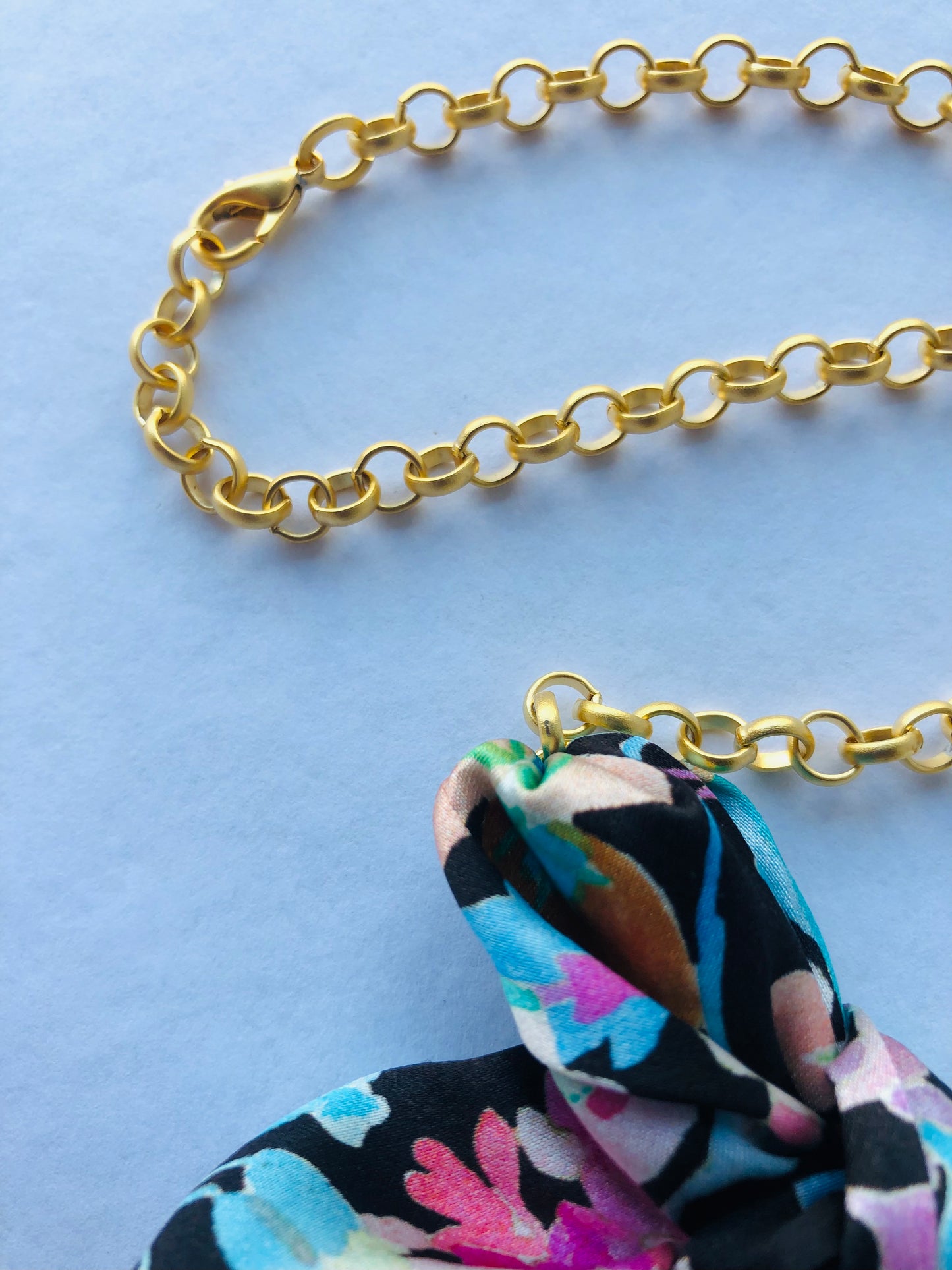 Bow Necklace | Silk Jewellery | Blue Floral Liberty Print