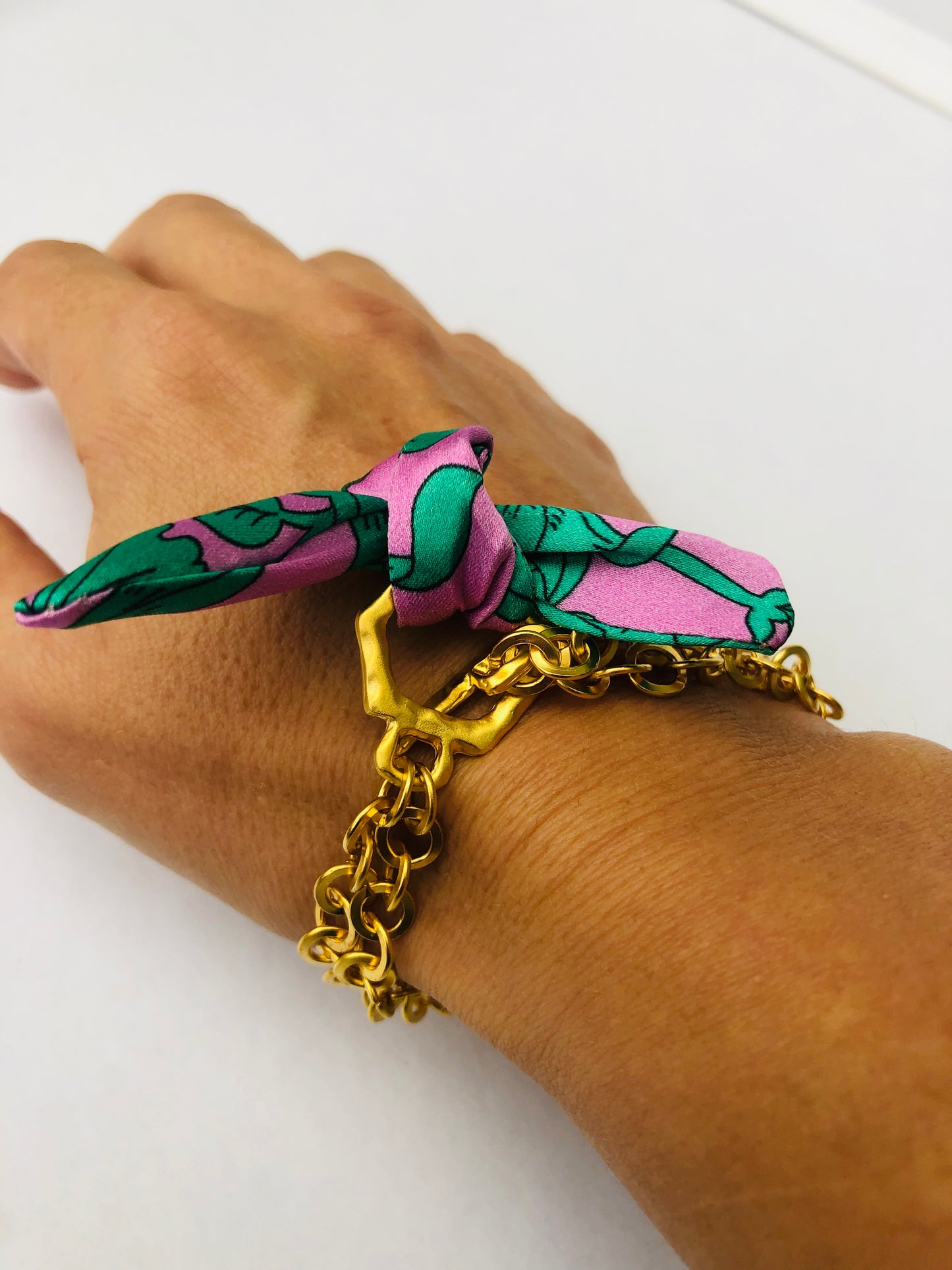 Gold Elegant Bracelet | Silk Jewellery | Liberty Print | Purple