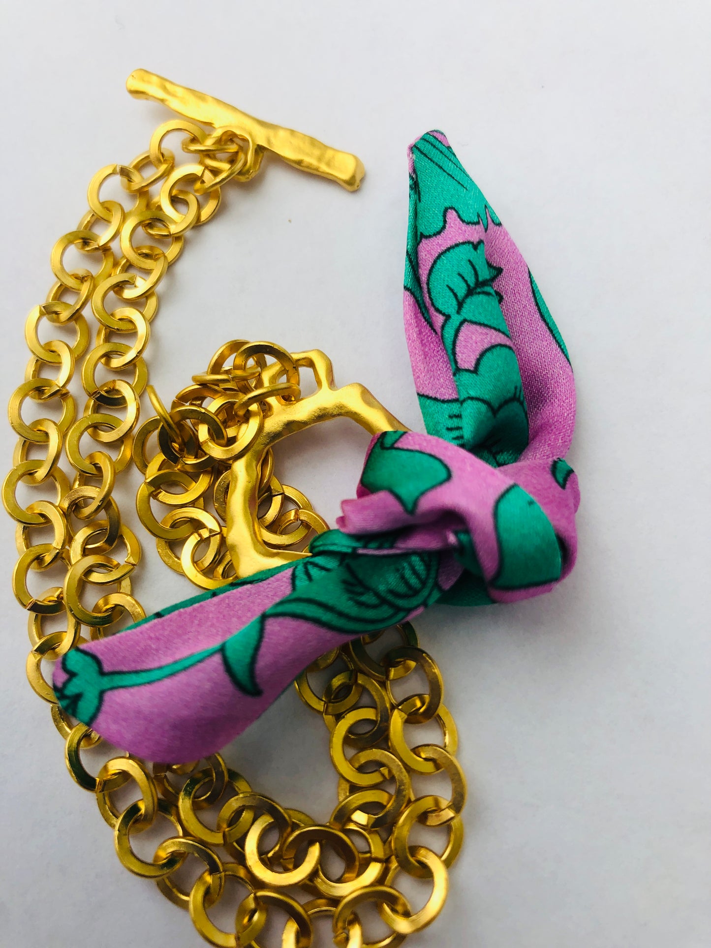 Gold Elegant Bracelet | Silk Jewellery | Liberty Print | Purple