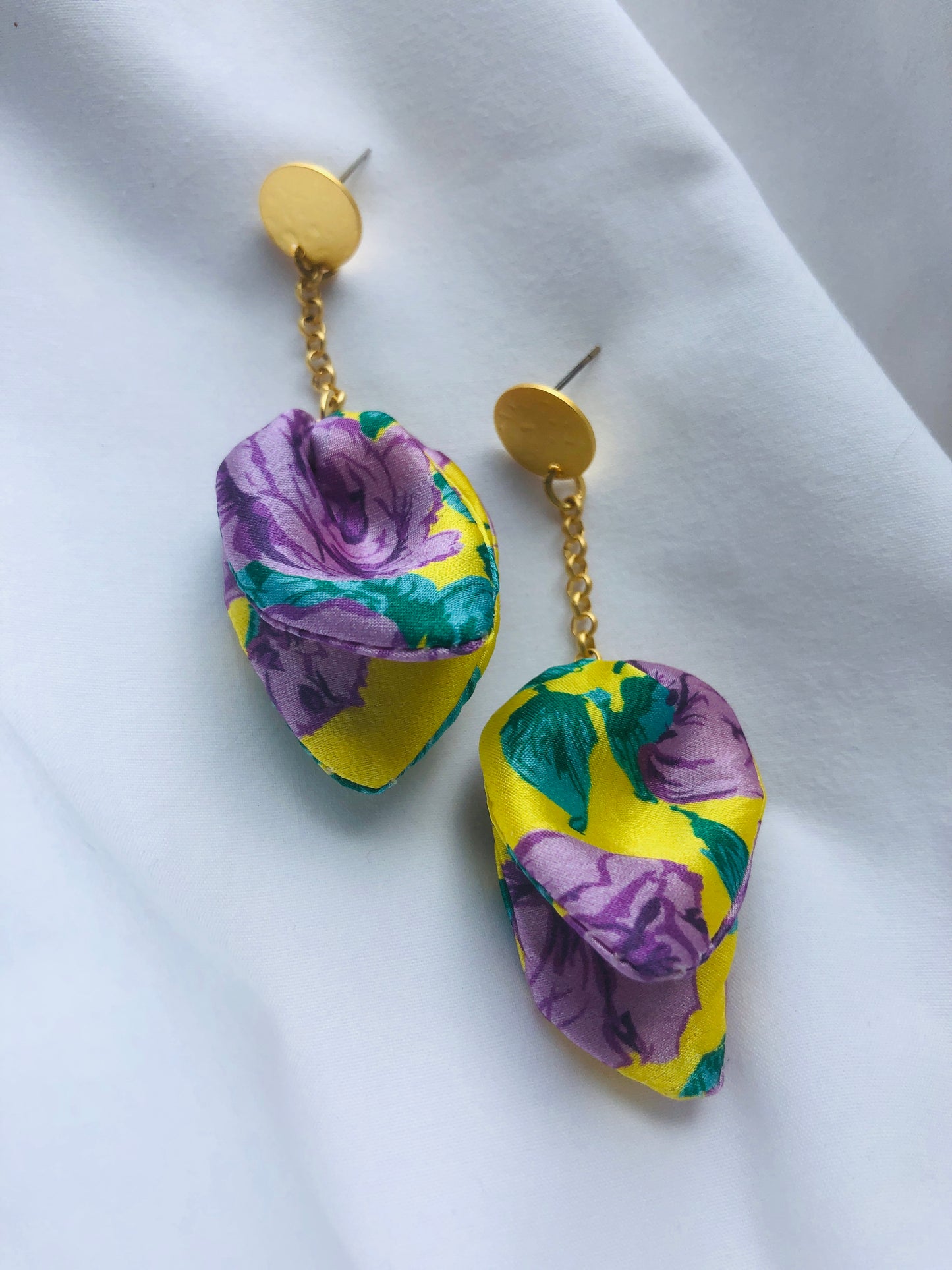 Silk Petal Earrings | Liberty Print | Floral Rose