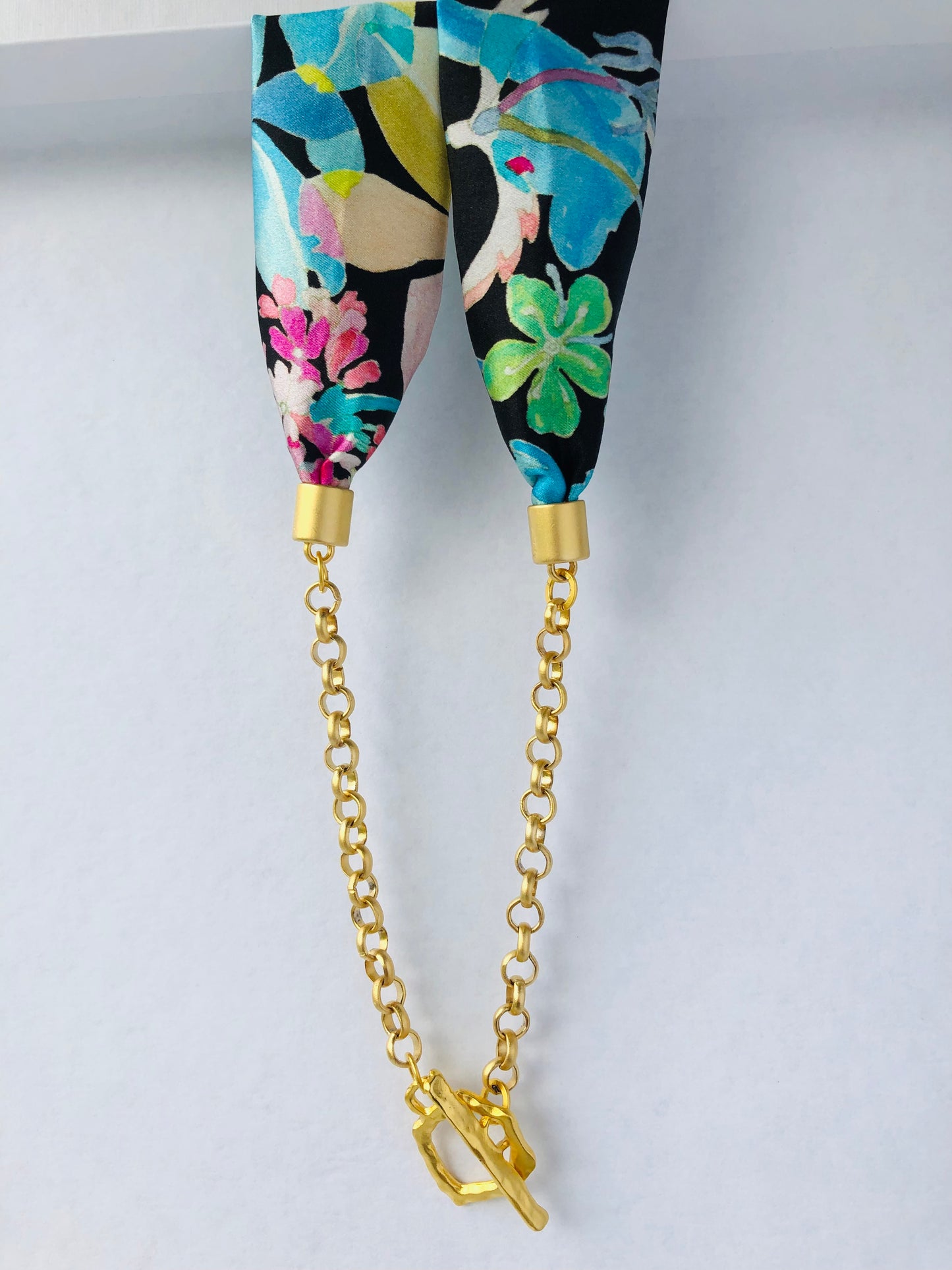 Silk Necklace and Earring Gift Set | Liberty Print | Floral Blue