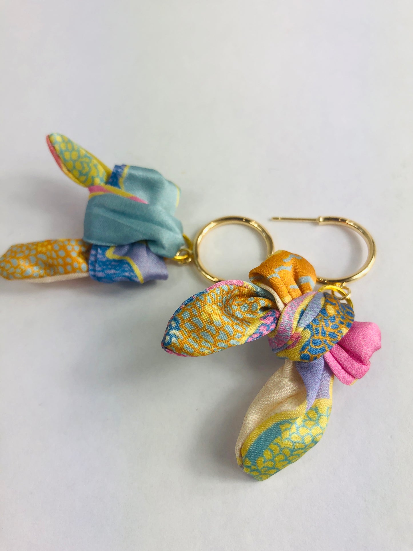 Bow Hoop Earrings | Silk Jewellery | Liberty Print | Pastel