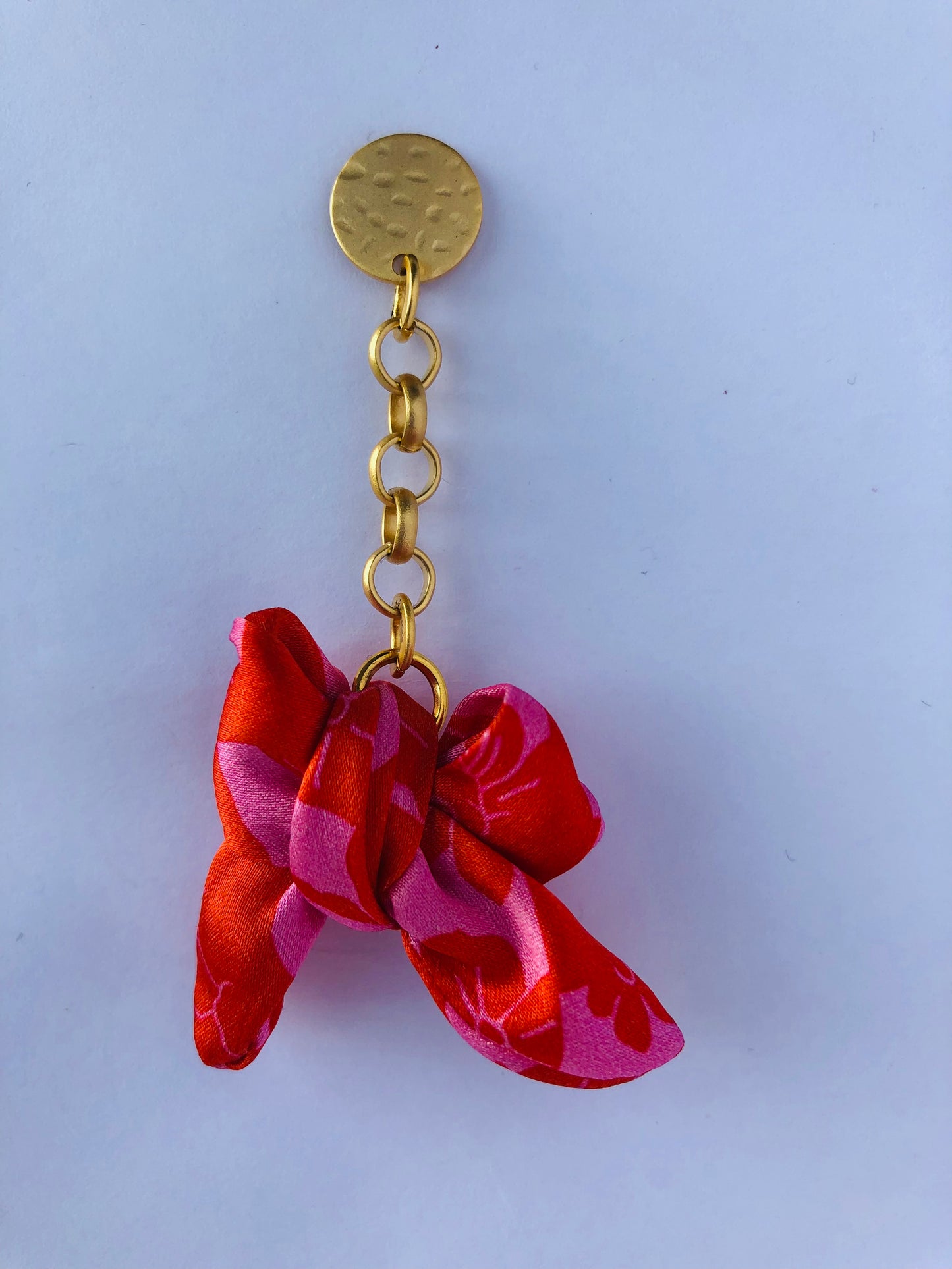 Bow Earrings | Silk Jewellery | Liberty Print | Red and Pink