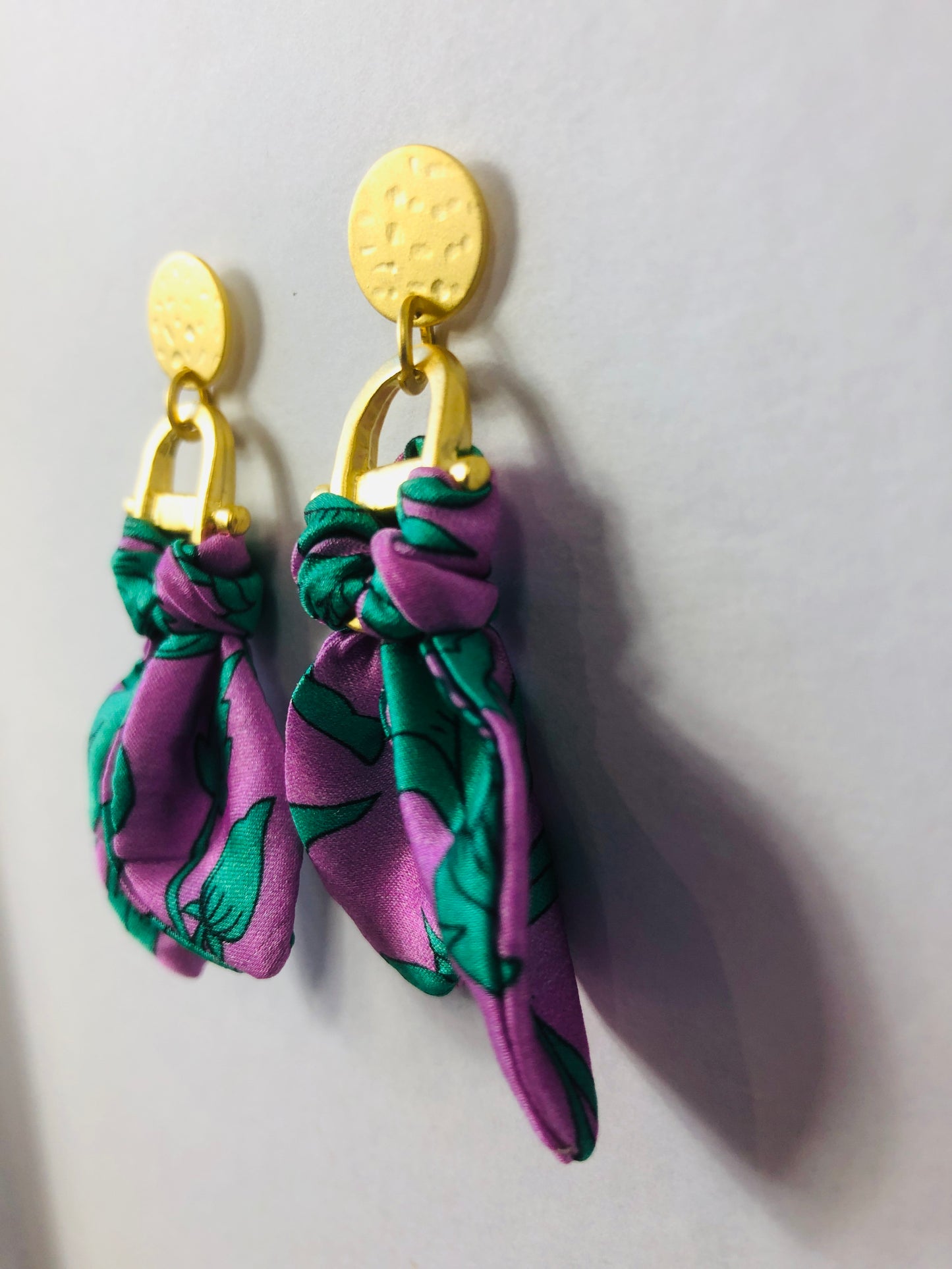 Statement Earrings | Silk Jewellery | Liberty Print | Purple Turquoise