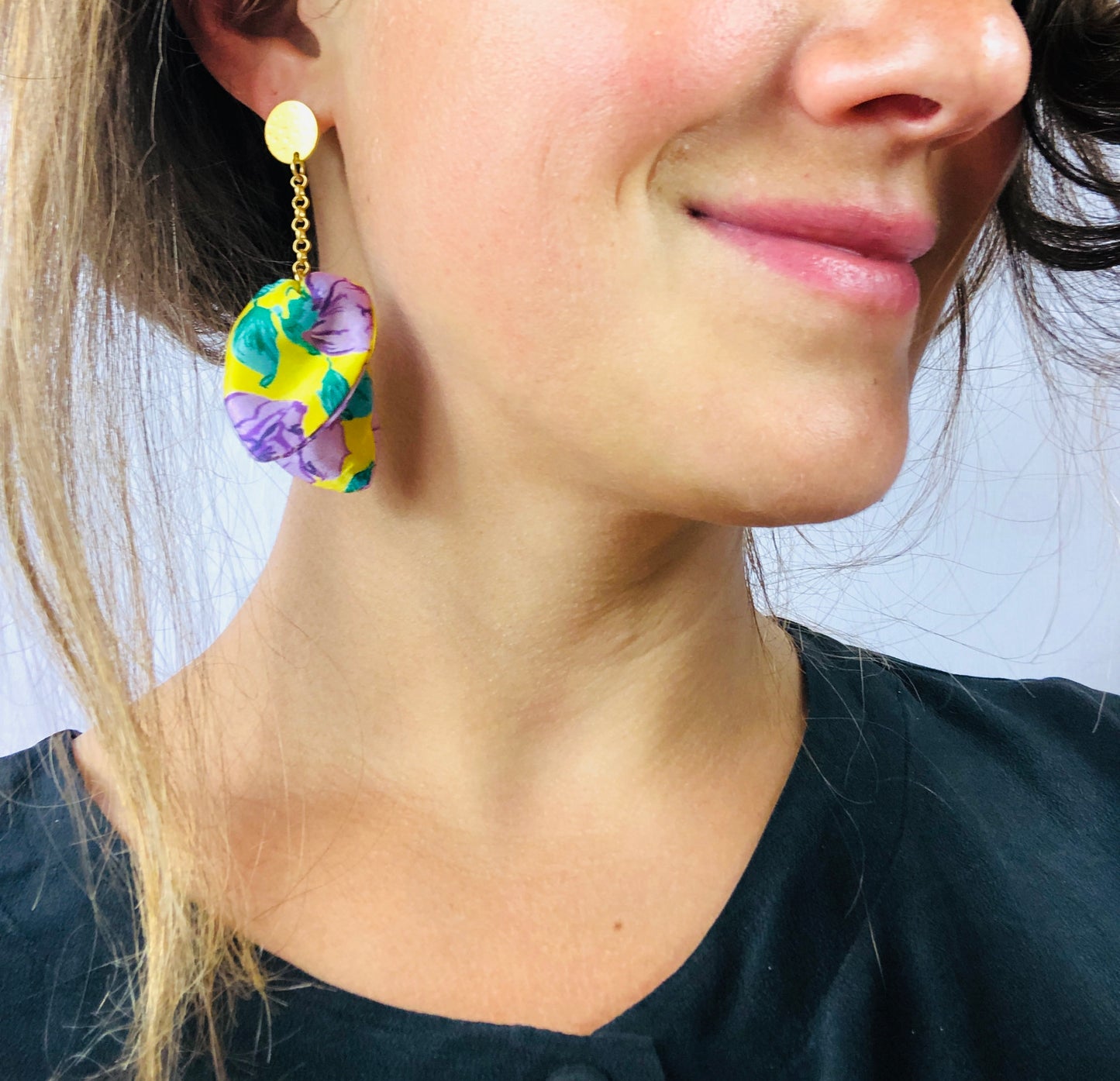 Silk Petal Earrings | Liberty Print | Floral Rose