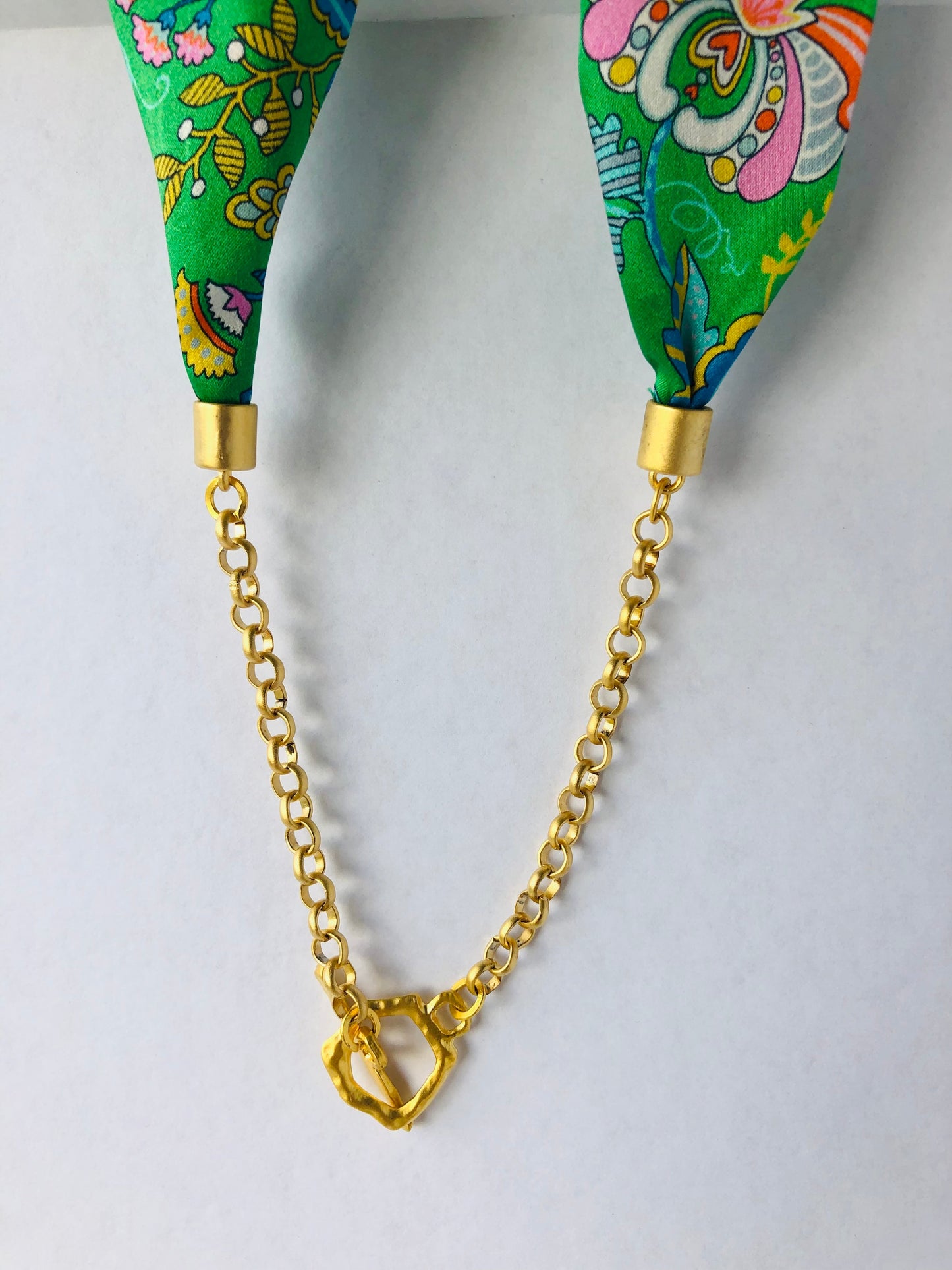 Silk Necklace and Earring Gift Set | Liberty Print | Floral Green