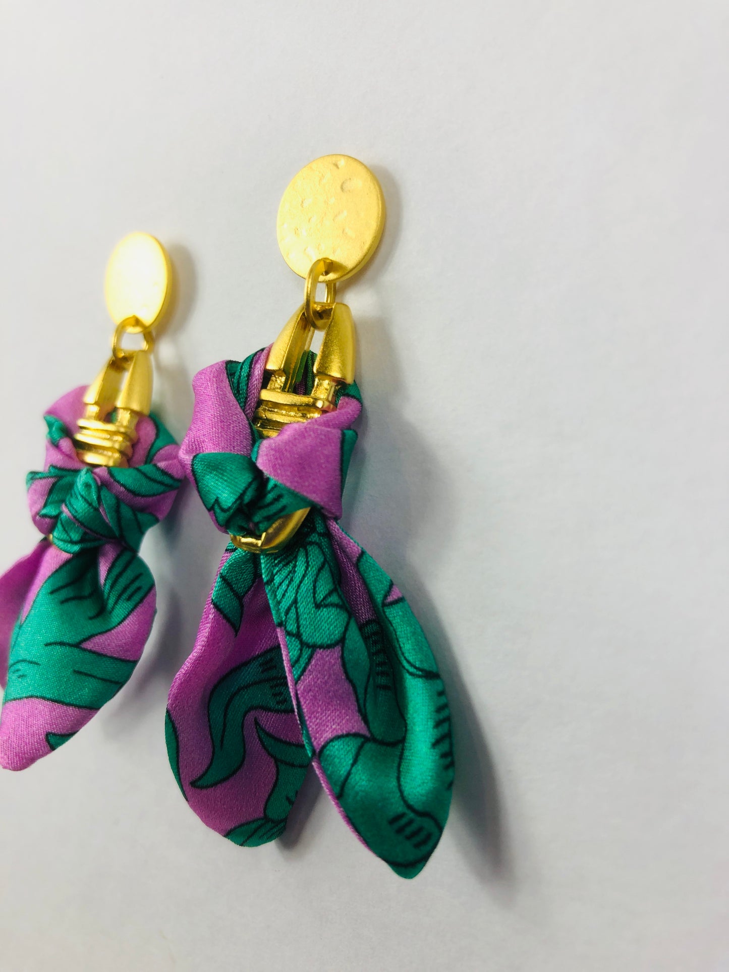 Silk Earrings | Aztec | Liberty Print | Unique Earrings | Floral Purple