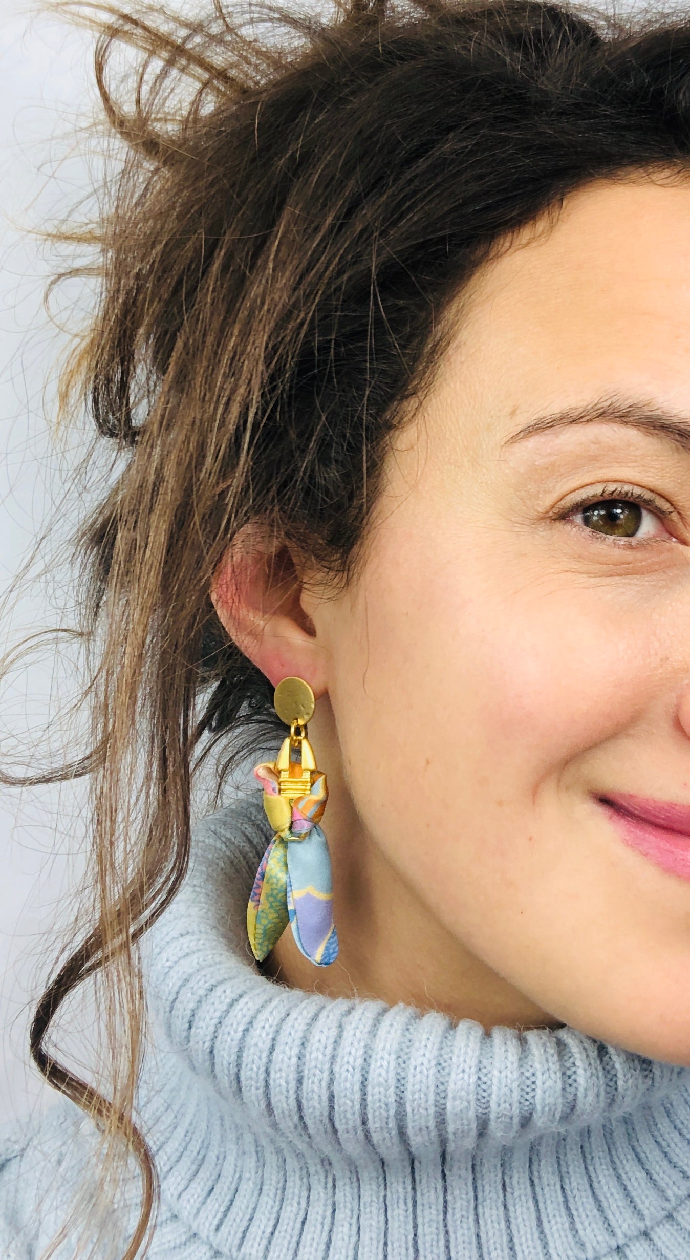 Silk Earrings | Aztec | Liberty Print | Unique Earrings | Pastel