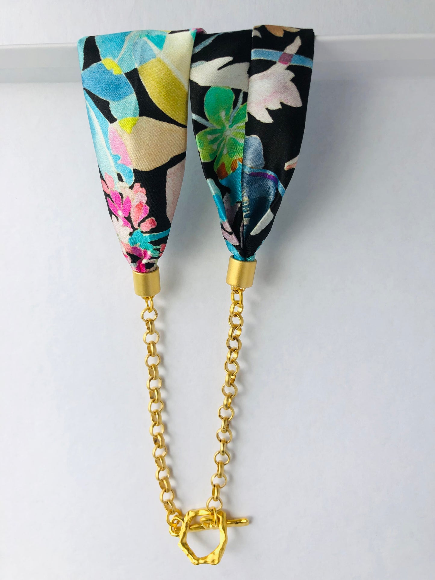 Silk Necklace | Chic Necklace | Liberty Print | Floral Blue