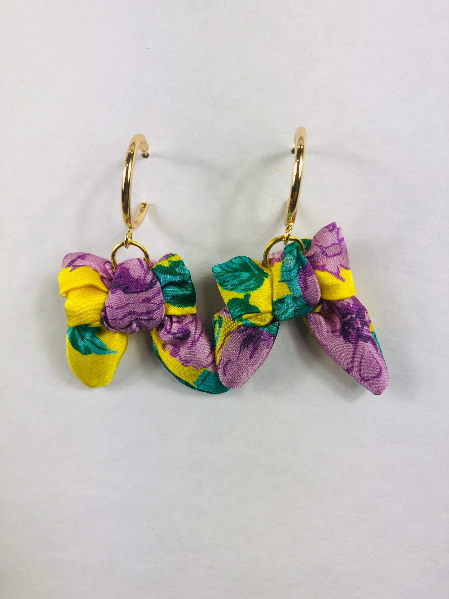 Bow Hoop Earrings | Silk Jewellery | Liberty Print | Floral Rose