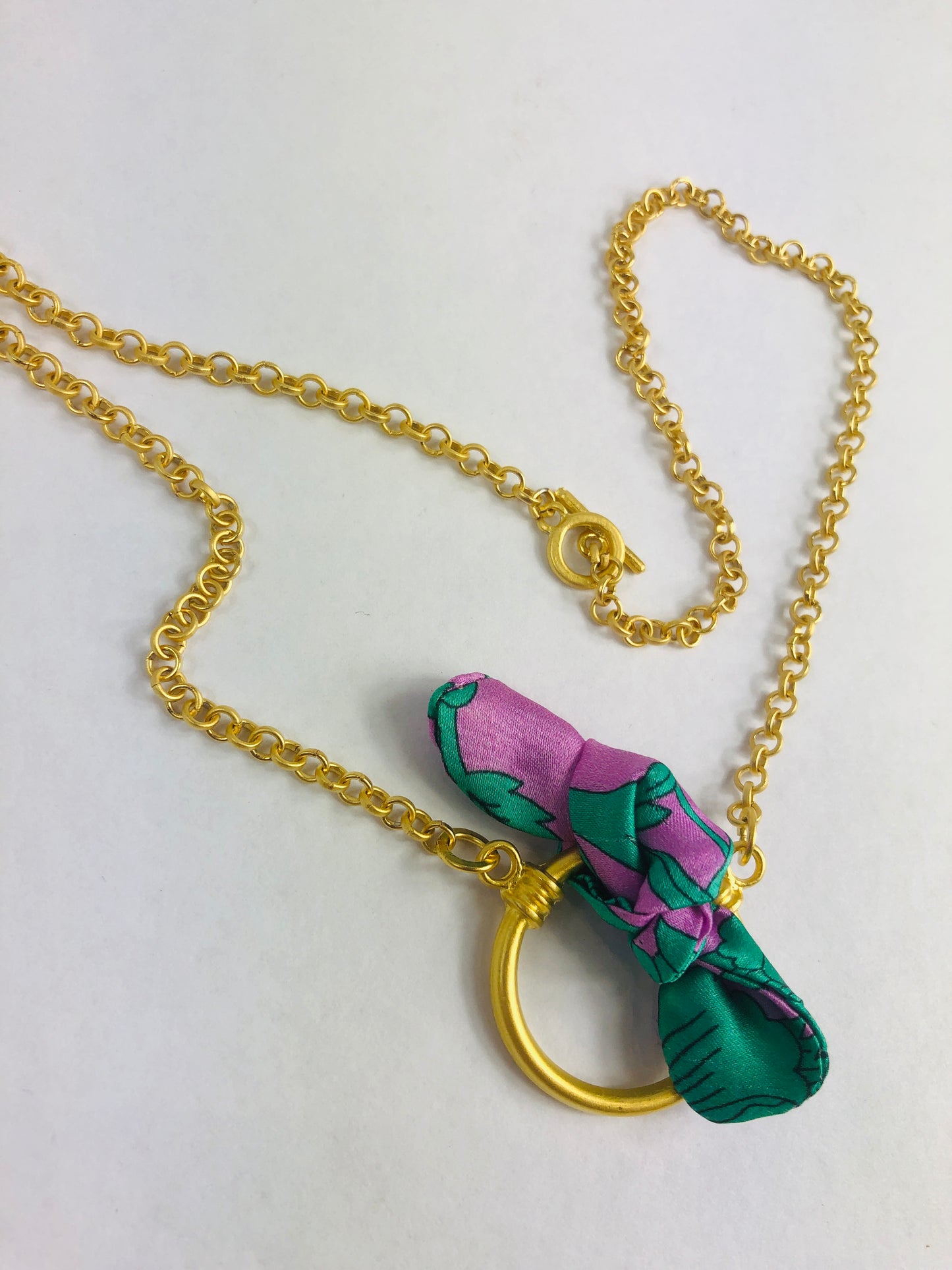 Elegant Necklace | Silk Jewellery | Libert Print | Purple Floral