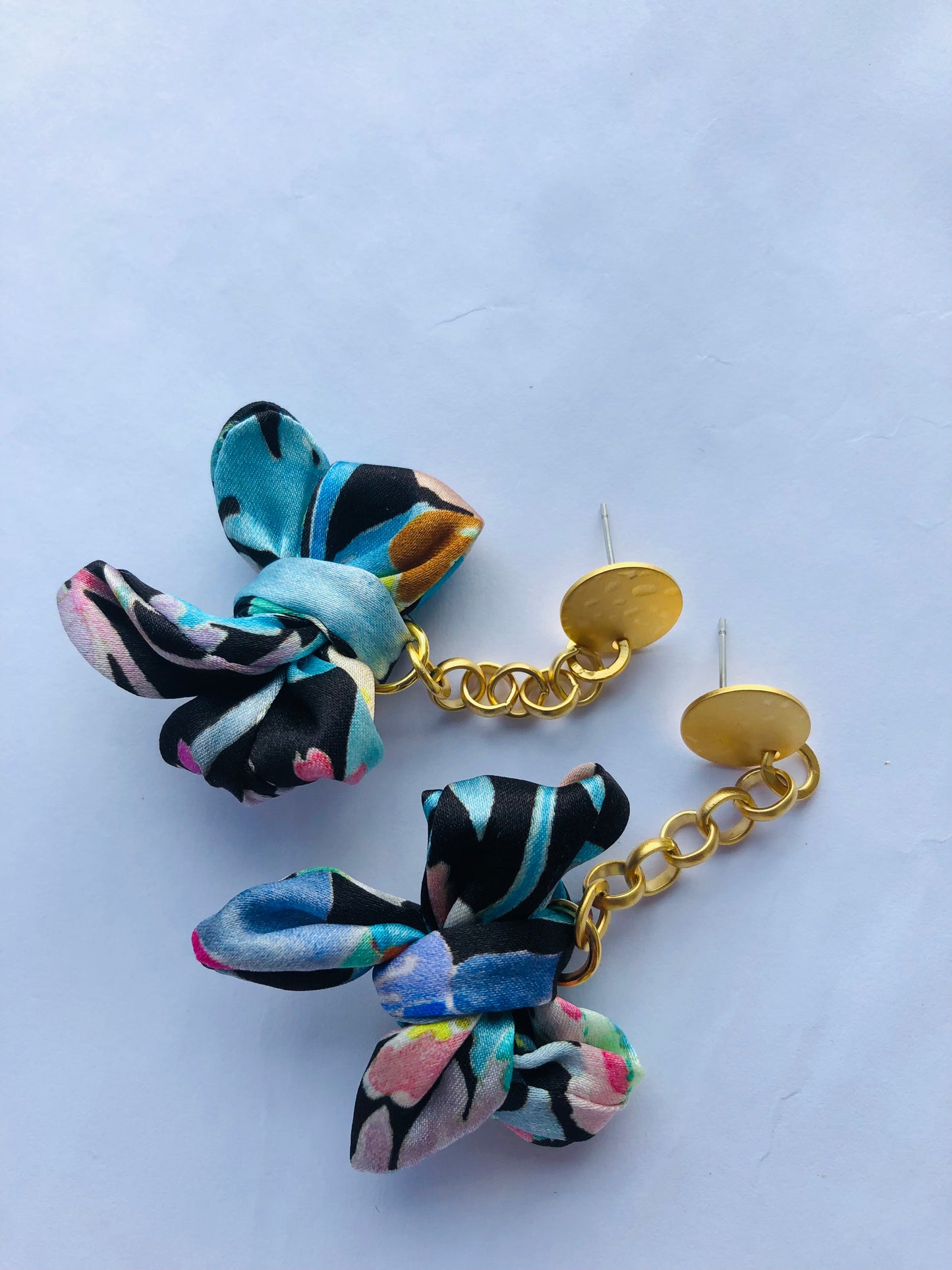 Bow Earrings | Silk Jewellery | Liberty Print | Floral Blue