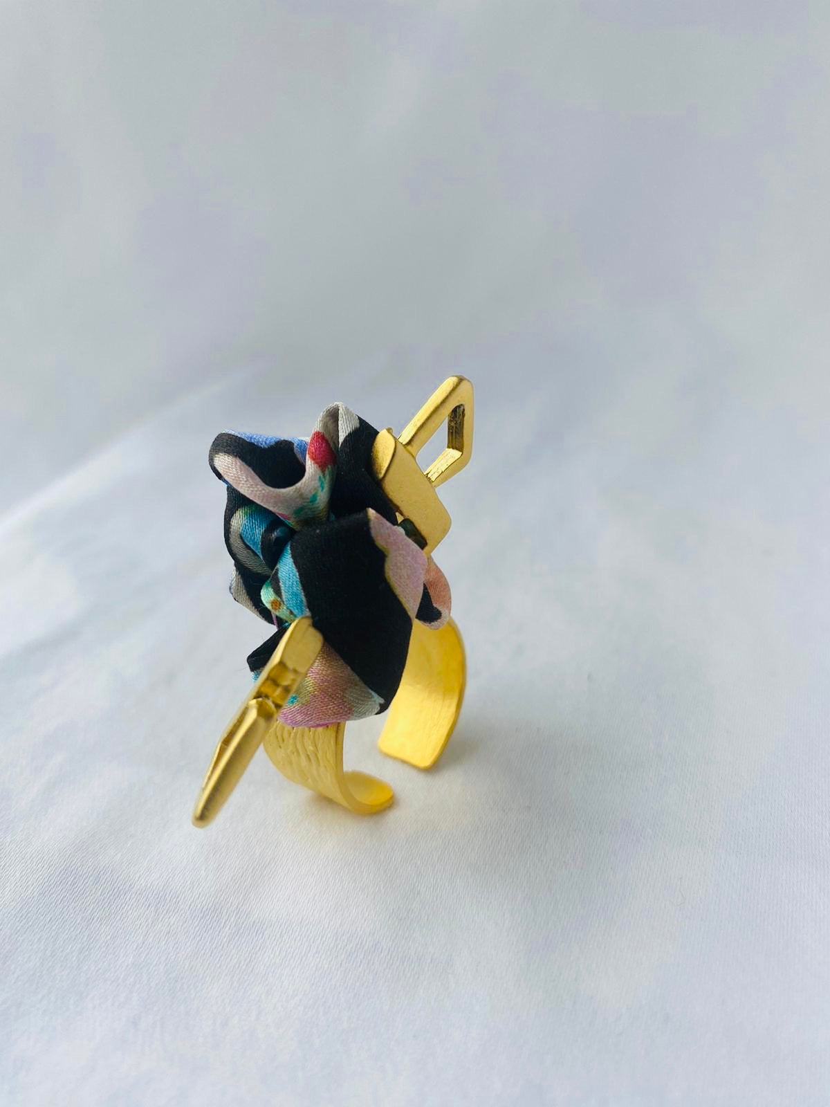 Colourful Statement Ring | Silk Jewellery | Liberty Print | Floral Blue