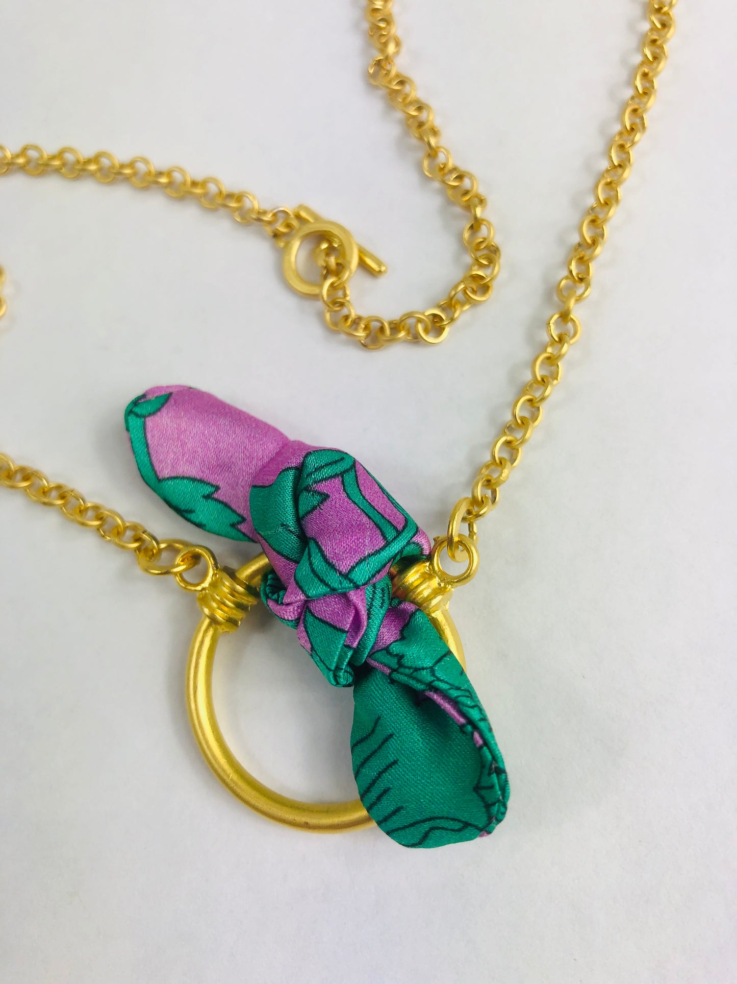Elegant Necklace | Silk Jewellery | Libert Print | Purple Floral