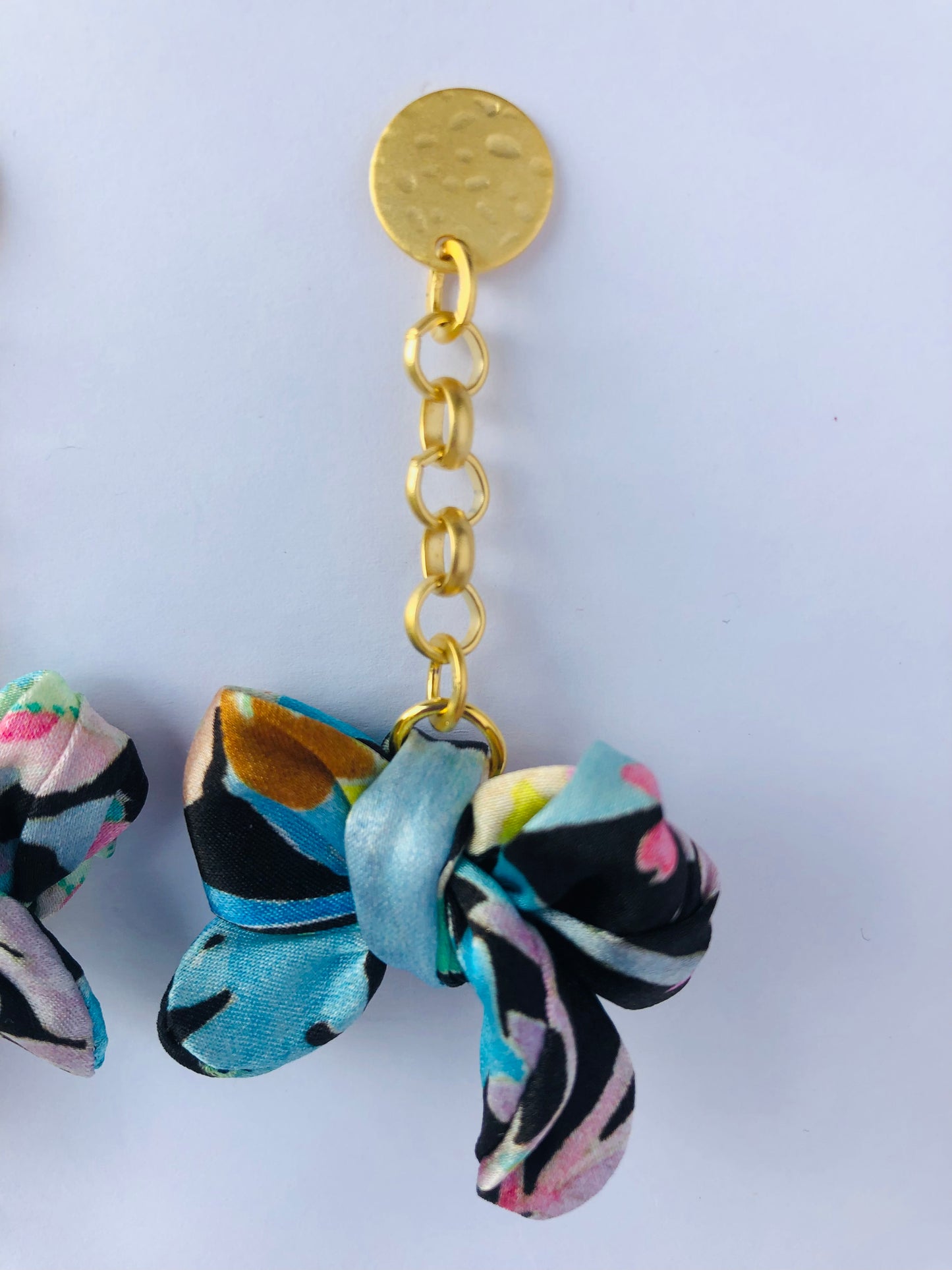 Bow Earrings | Silk Jewellery | Liberty Print | Floral Blue
