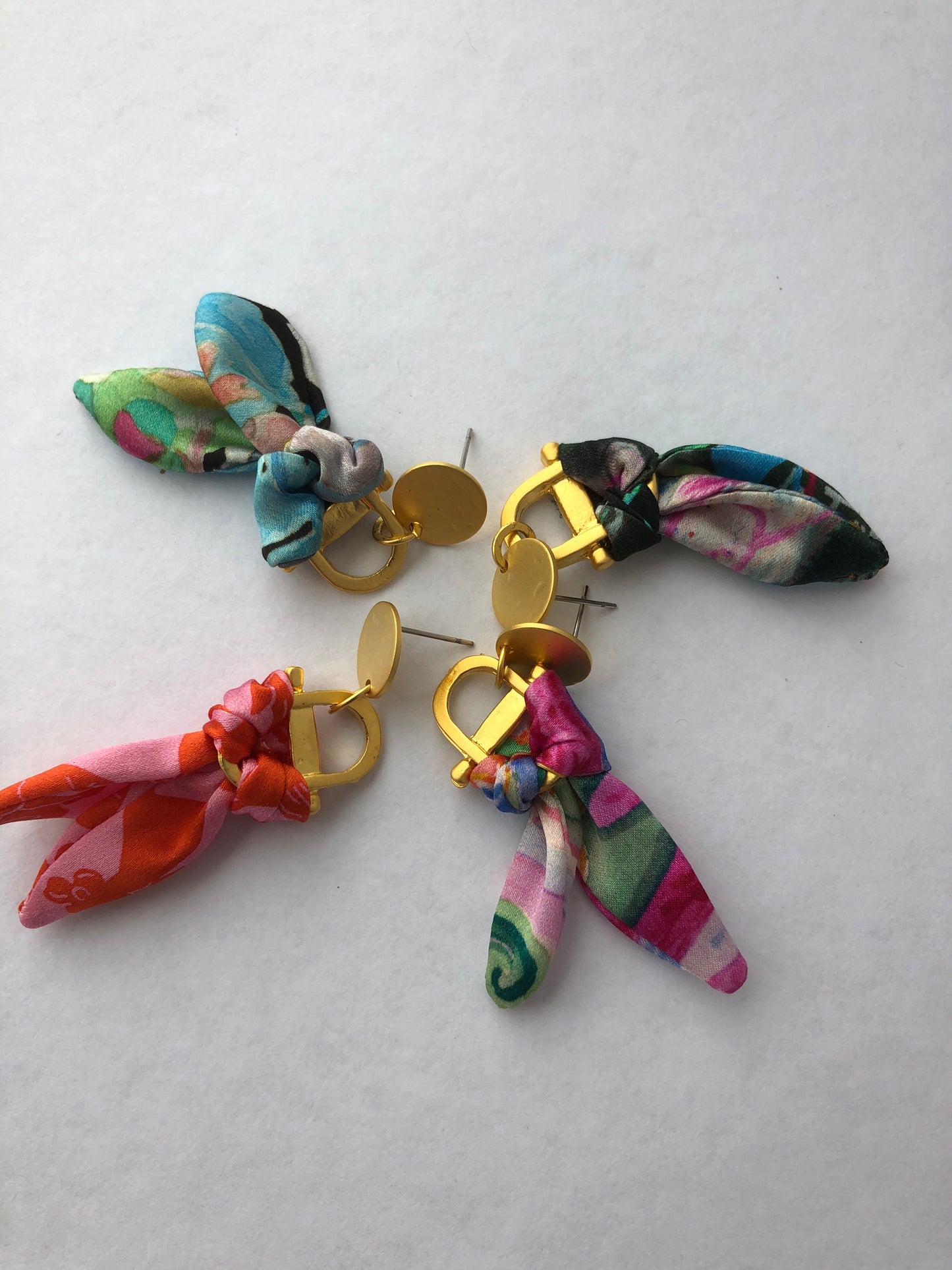 Statement Earrings | Silk Jewellery | Liberty Print | Pink and Red