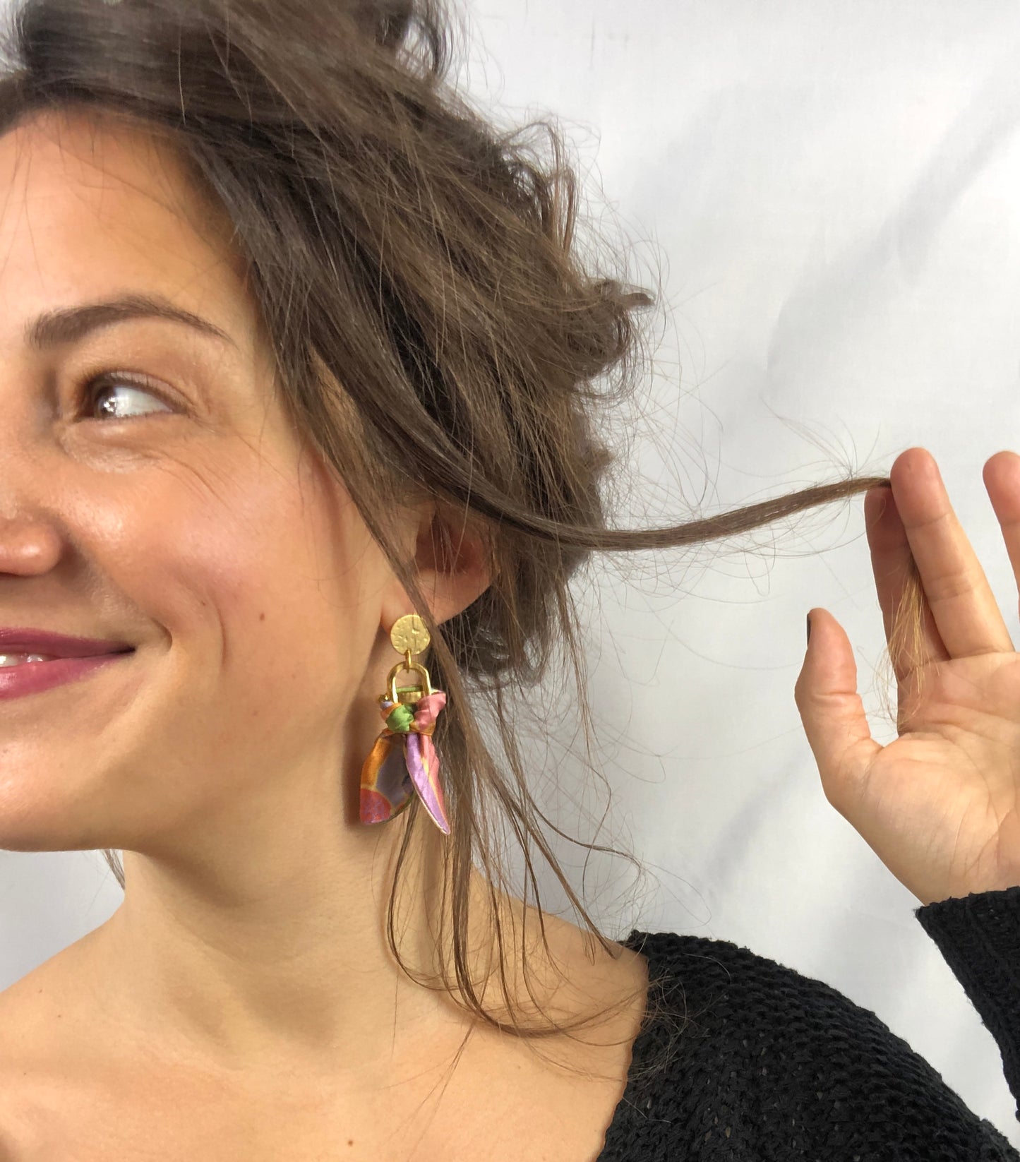 Statement Earrings | Silk Jewellery | Liberty Print | Pink and Red