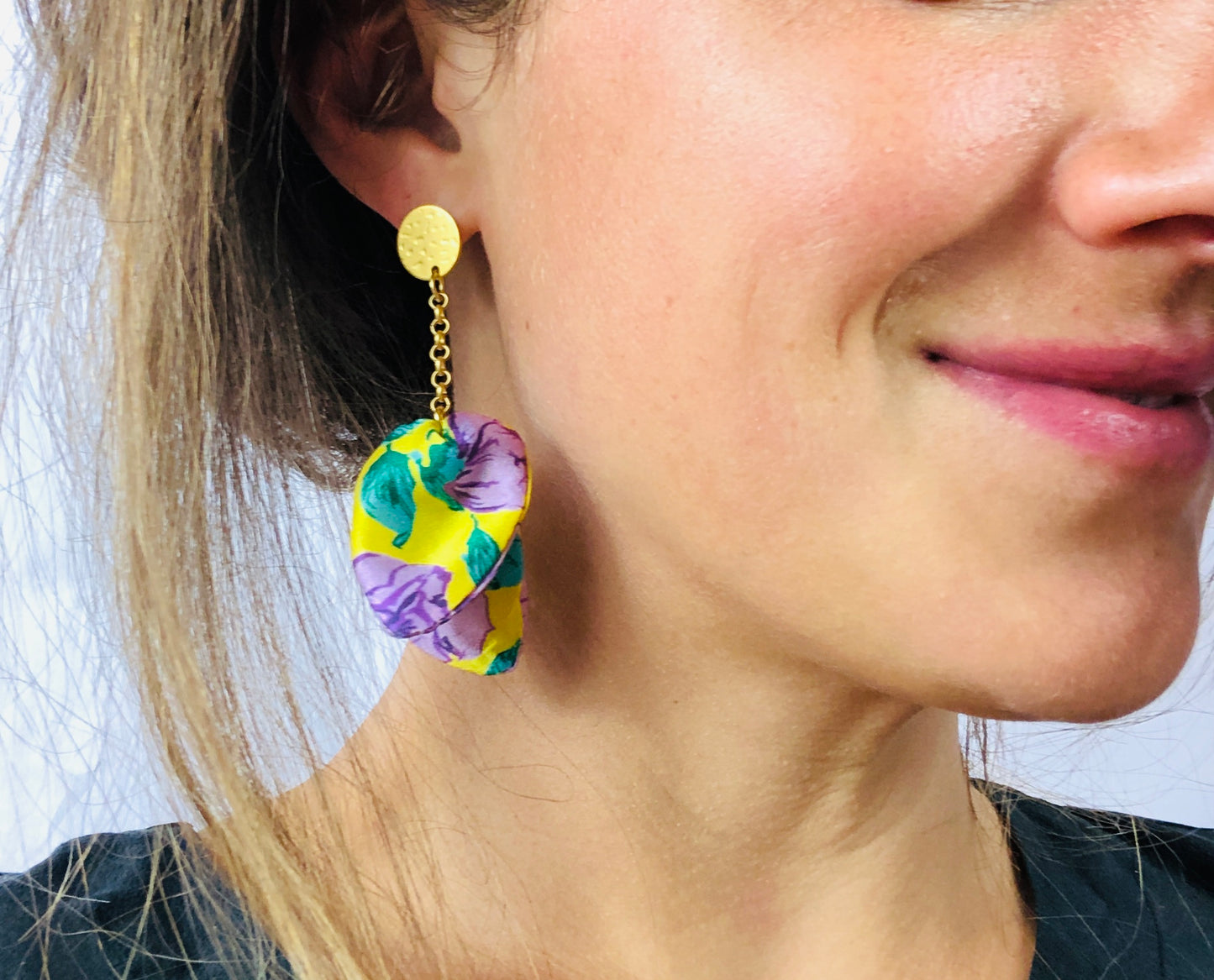 Silk Petal Earrings | Liberty Print | Floral Rose