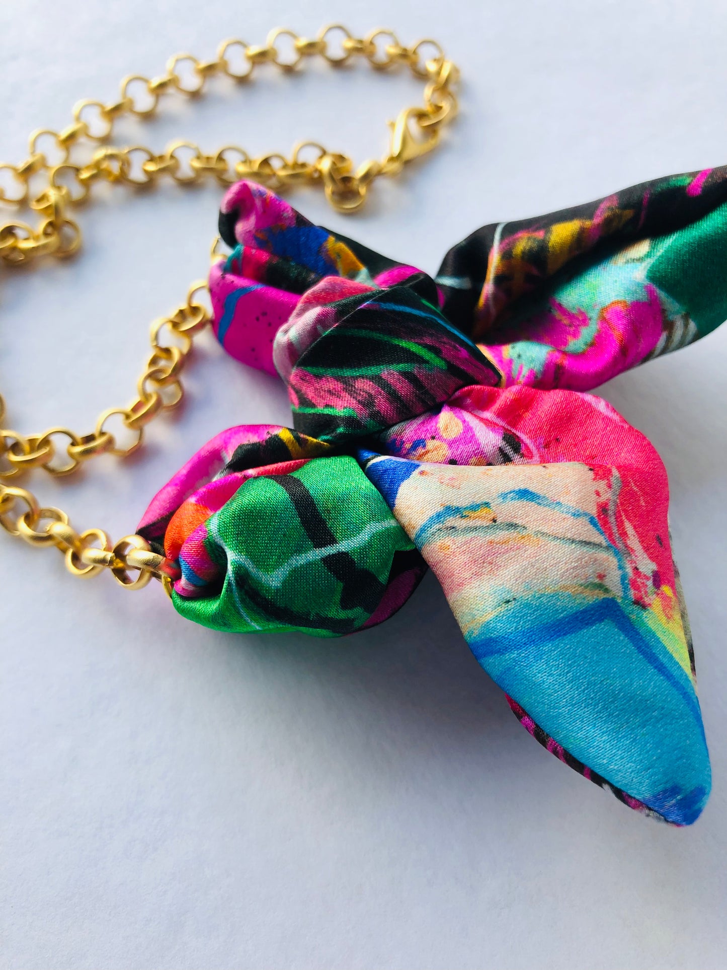 Bow Necklace | Colourful Jewellery | Liberty Print Silk