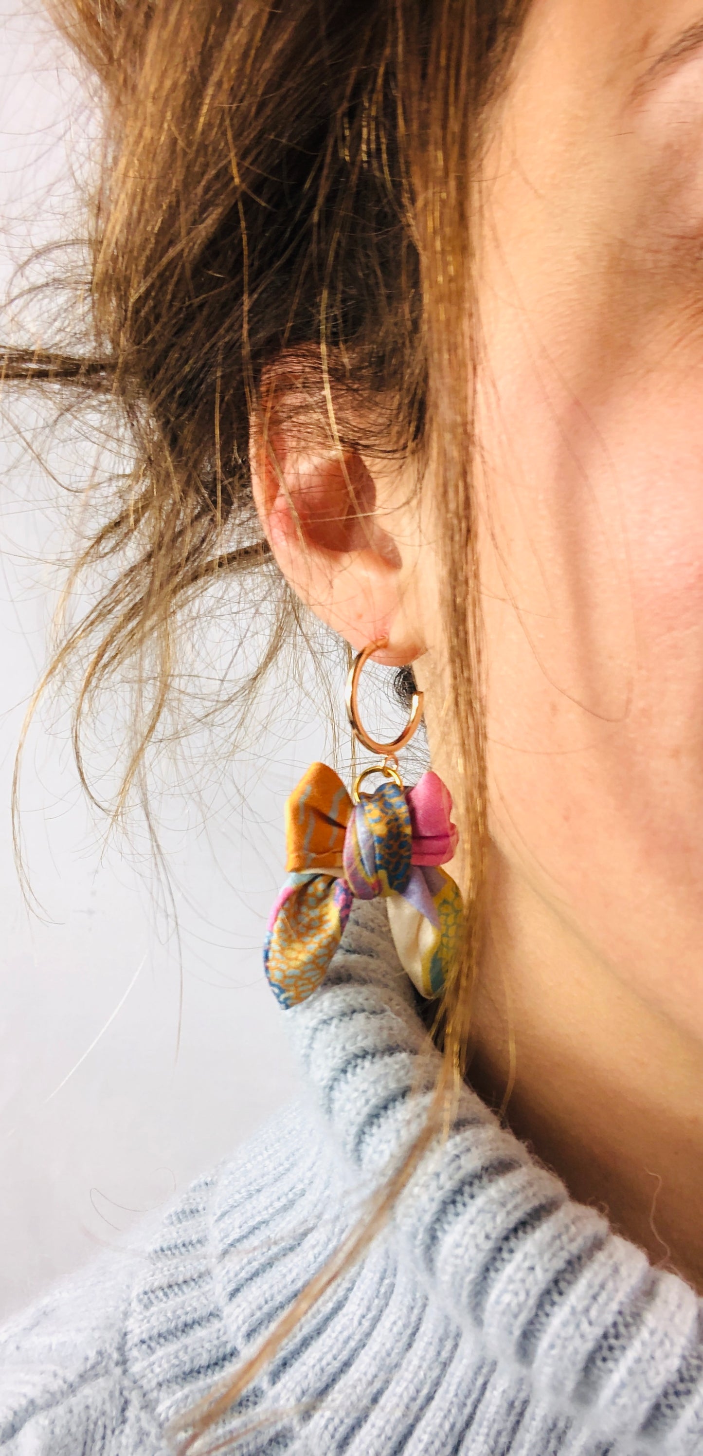 Bow Hoop Earrings | Silk Jewellery | Liberty Print | Pastel