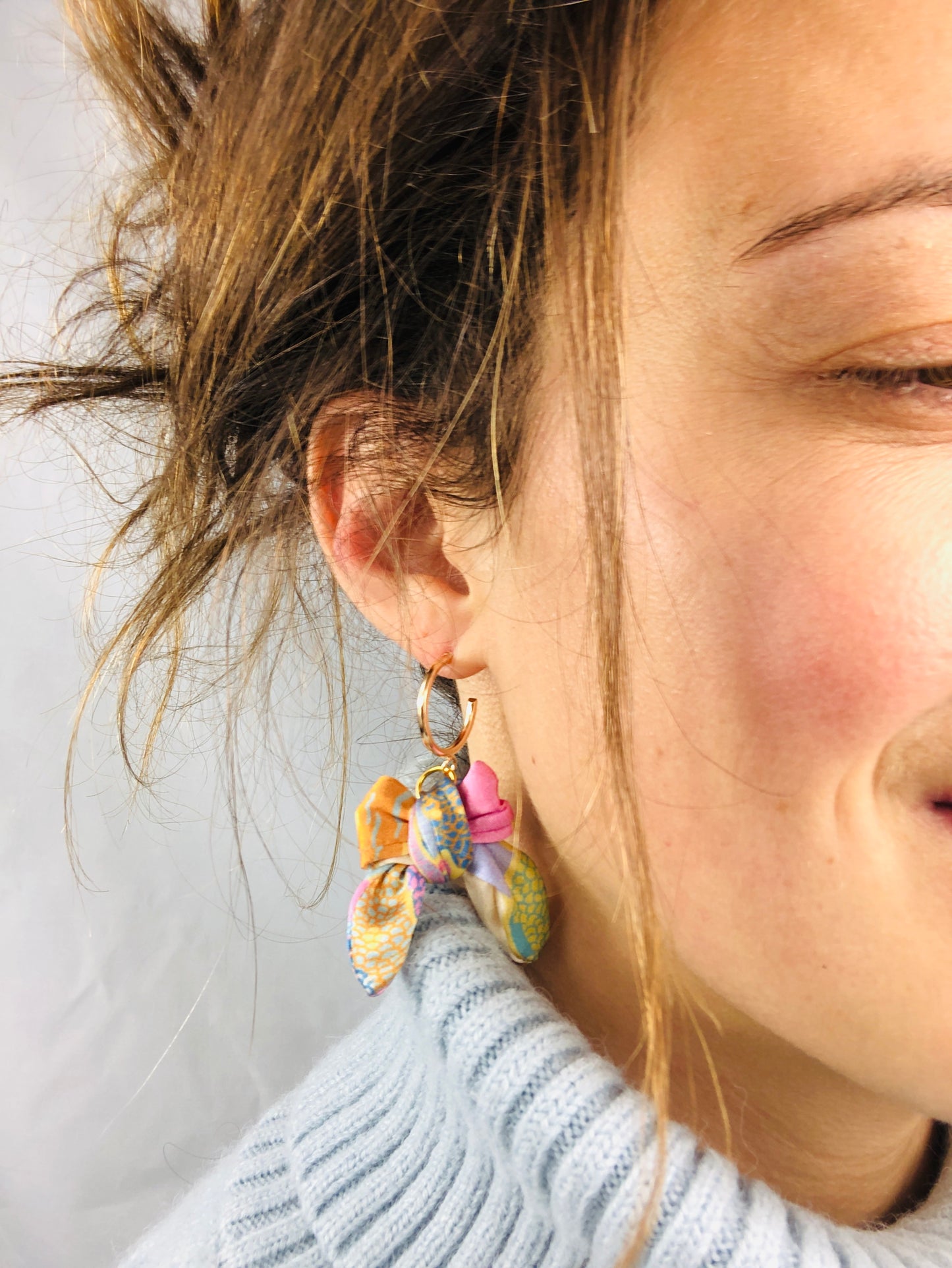 Bow Hoop Earrings | Silk Jewellery | Liberty Print | Pastel