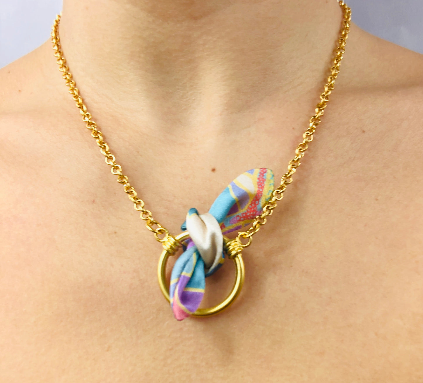 Elegant Necklace | Silk Jewellery | Libert Print | Pastel