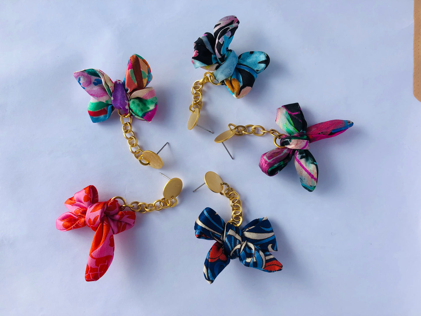 Bow Earrings | Silk Jewellery | Liberty Print | Floral Blue