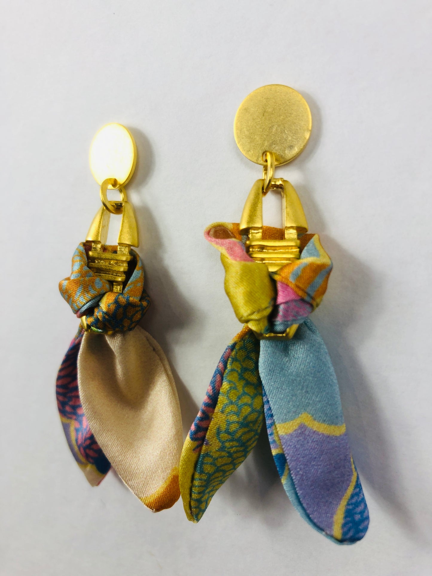 Silk Earrings | Aztec | Liberty Print | Unique Earrings | Pastel