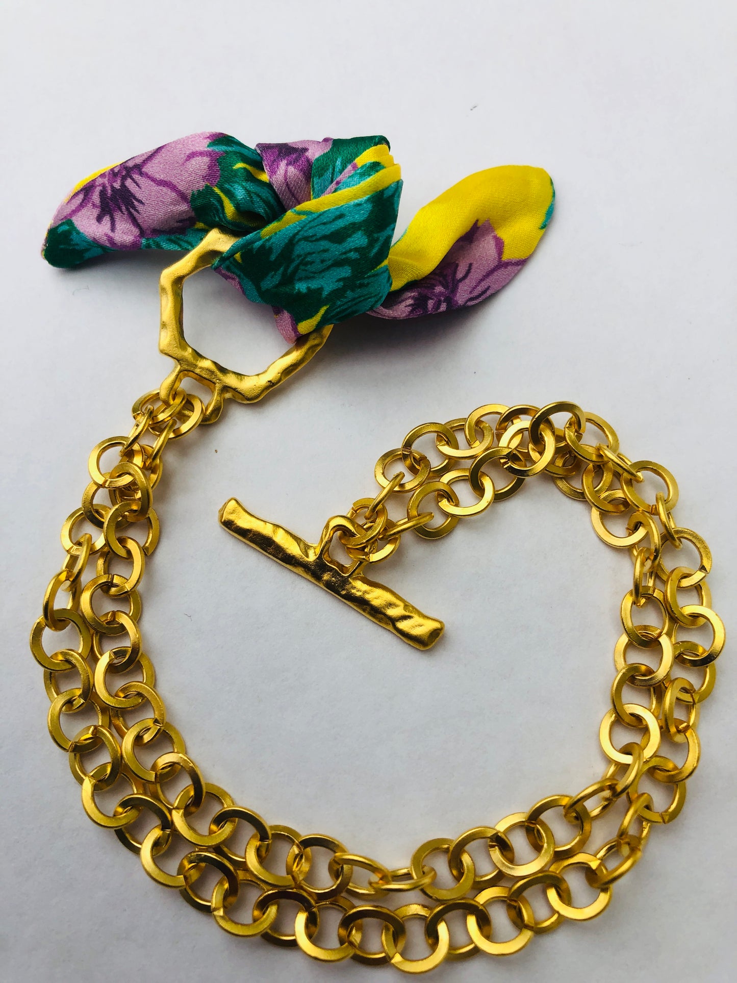 Gold Elegant Bracelet | Silk Jewellery | Purple Floral