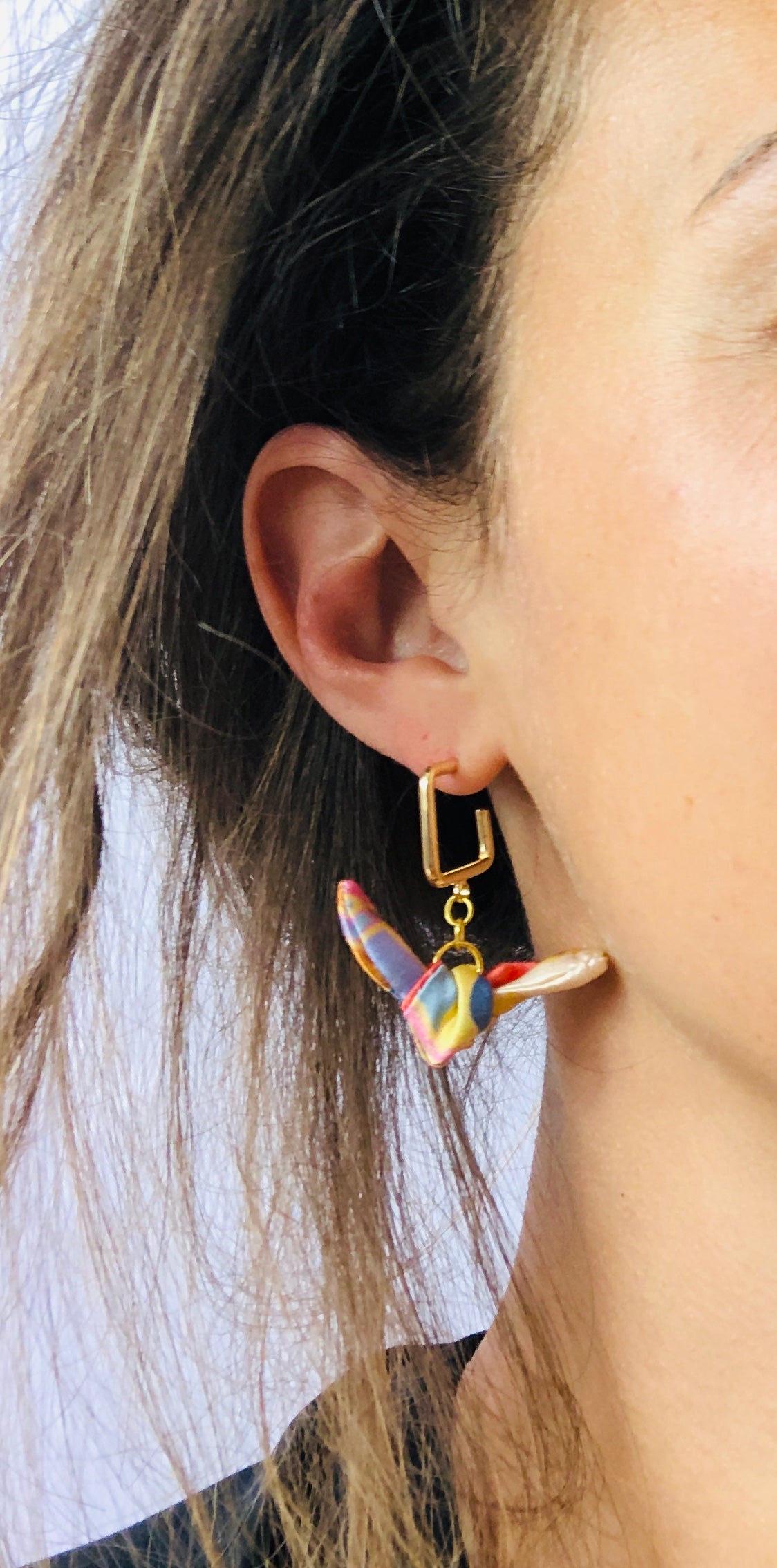 Square Hoop Silk Earrings | Liberty Print | Pastel