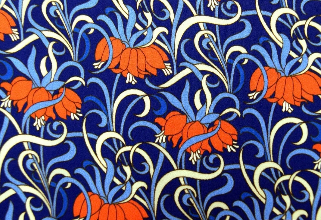 Bow Earrings | Silk Jewellery | Liberty Print | Orange and Blue