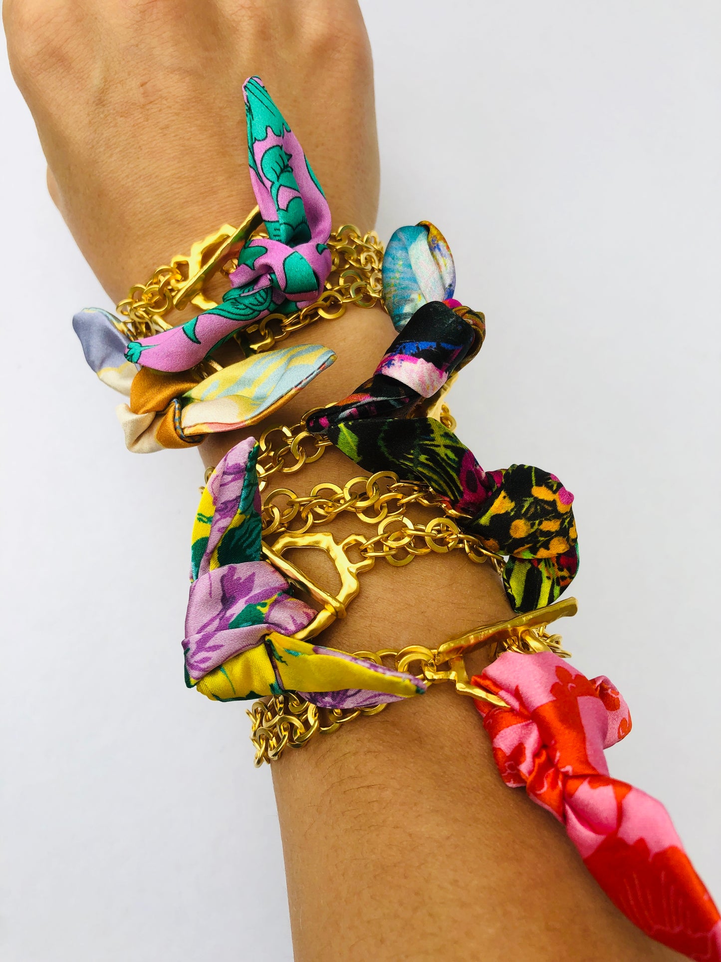 Gold Elegant Bracelet | Silk Jewellery | Purple Floral