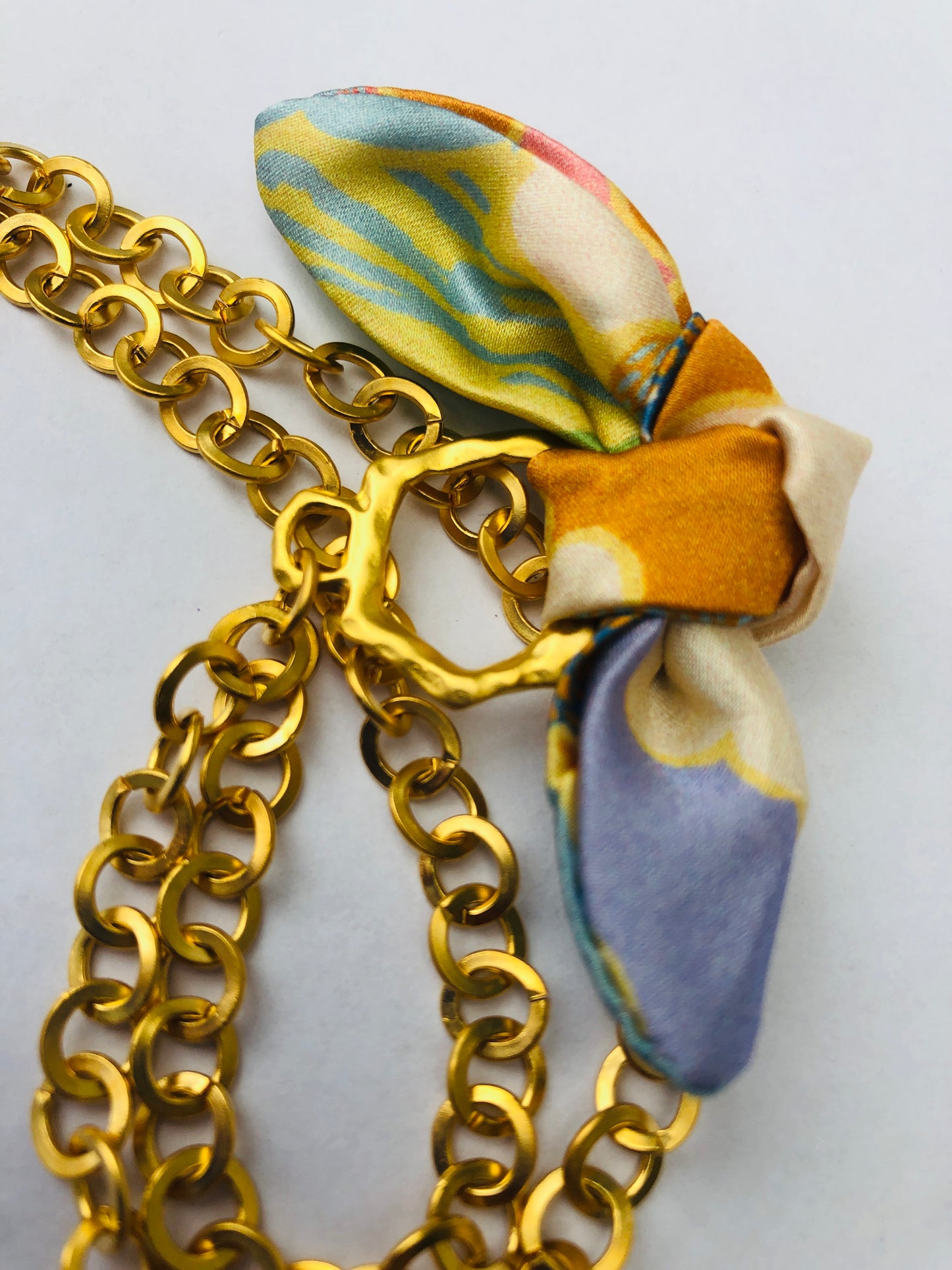 Gold Elegant Bracelet | Silk Jewellery | Floral Blue Liberty Print