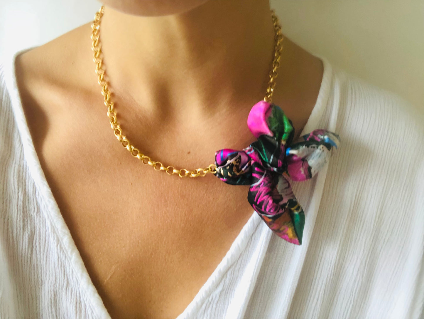 Bow Necklace | Colourful Jewellery | Liberty Print Silk