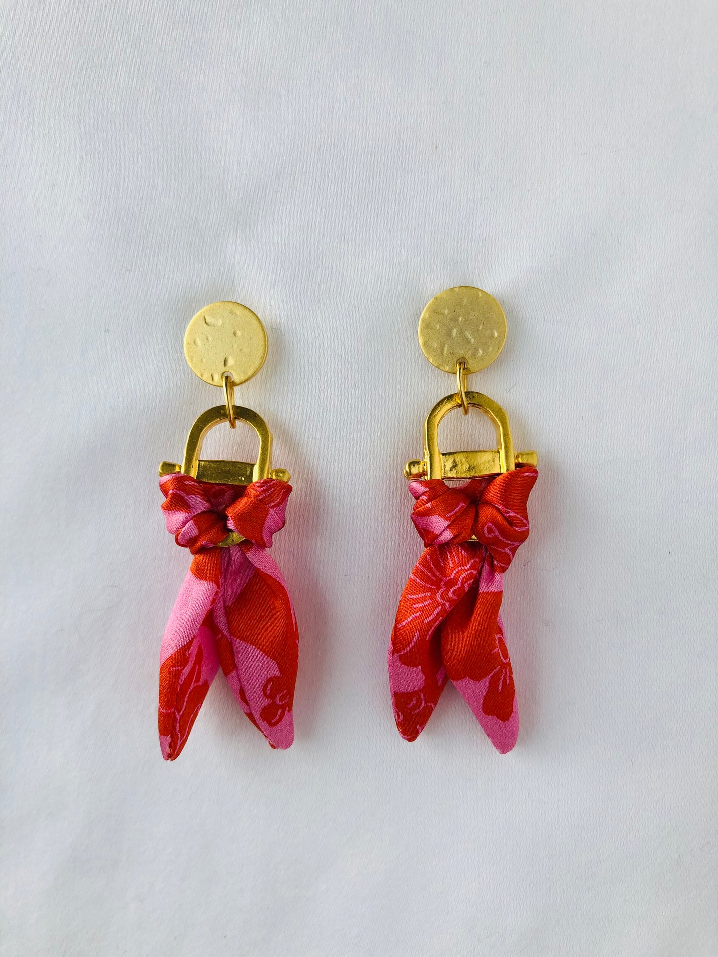 Silk Necklace and Earring Gift Set | Liberty Print | Pink and Red
