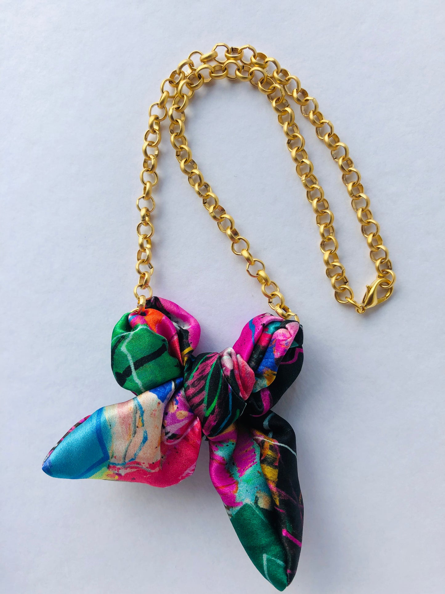 Bow Necklace | Colourful Jewellery | Liberty Print Silk