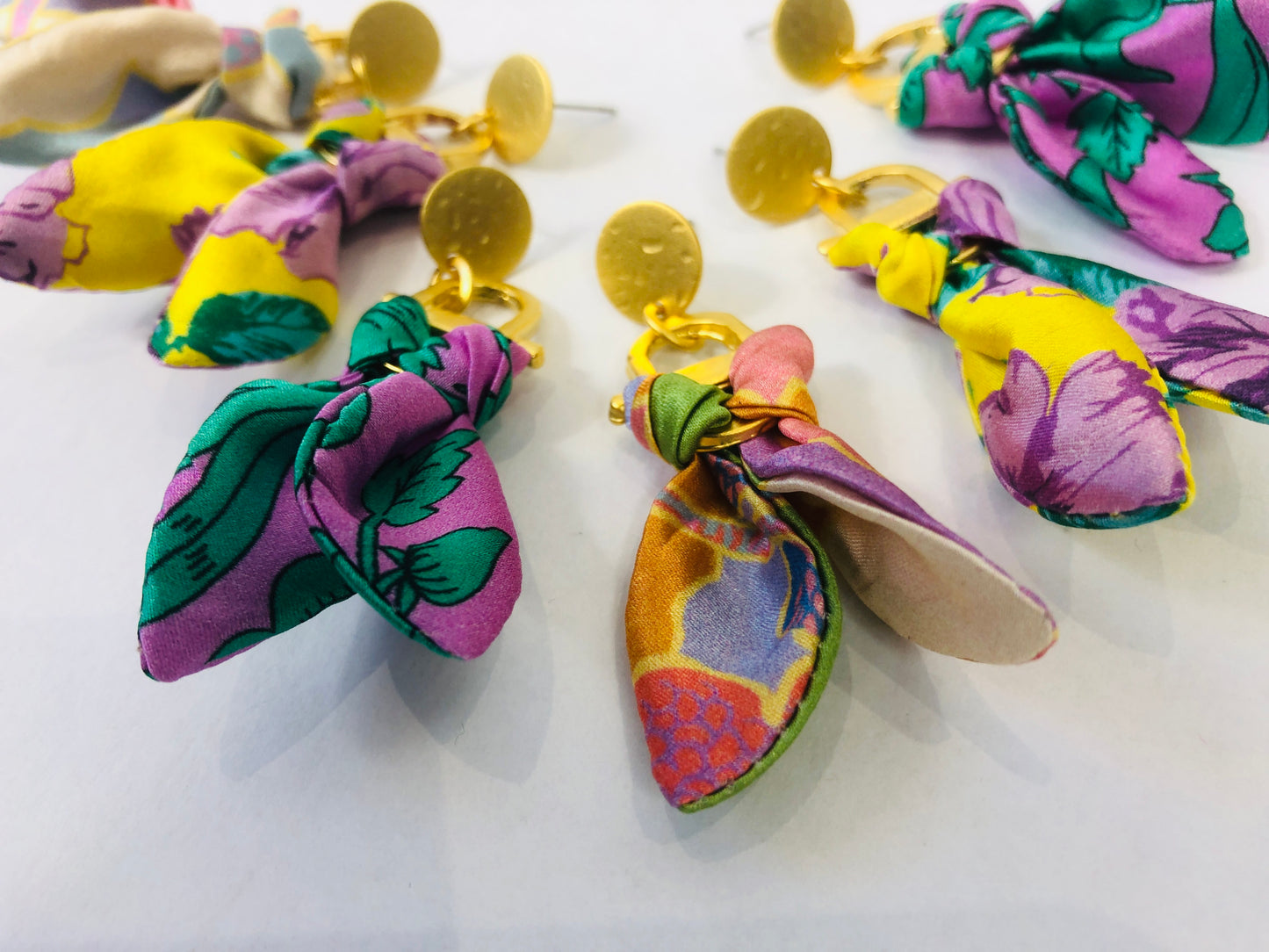 Statement Earrings | Silk Jewellery | Liberty Print | Floral Rose