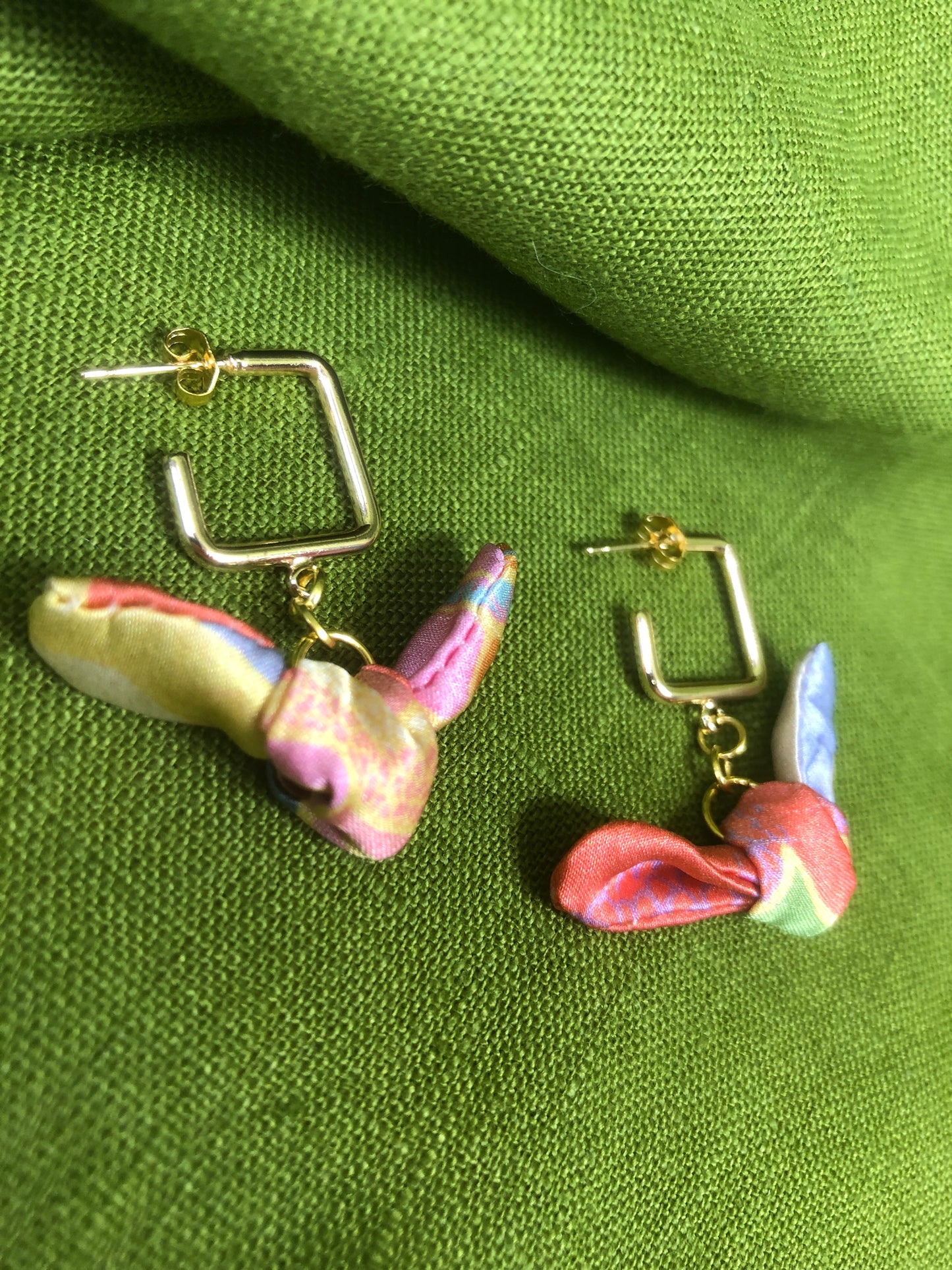 Square Hoop Silk Earrings | Liberty Print | Pastel