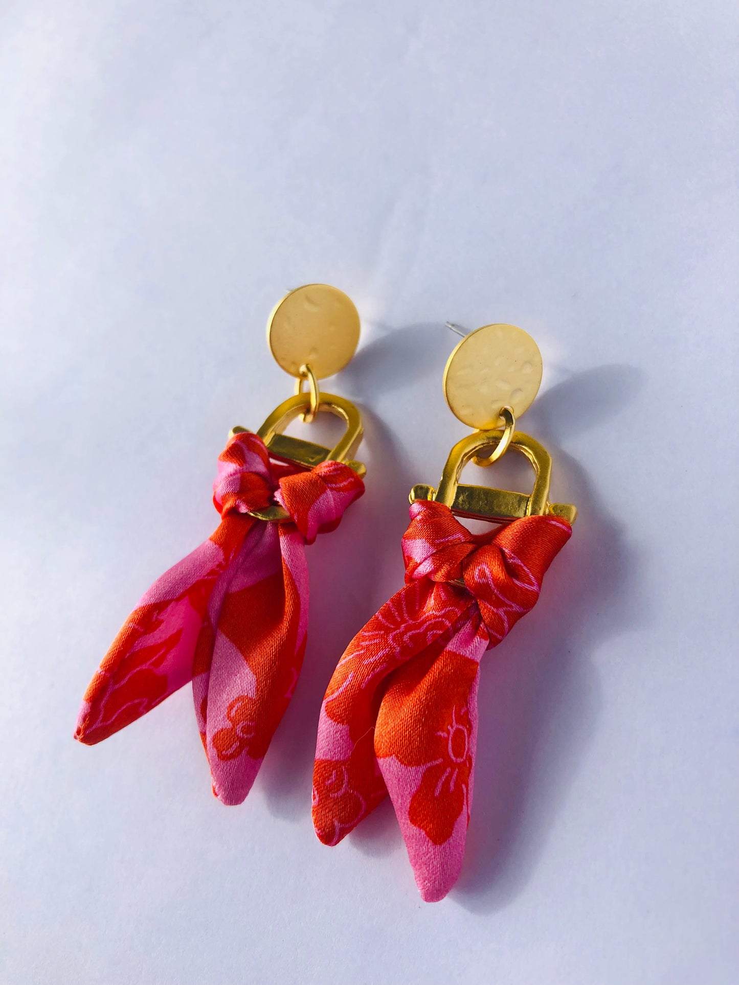 Statement Earrings | Silk Jewellery | Liberty Print | Pink and Red