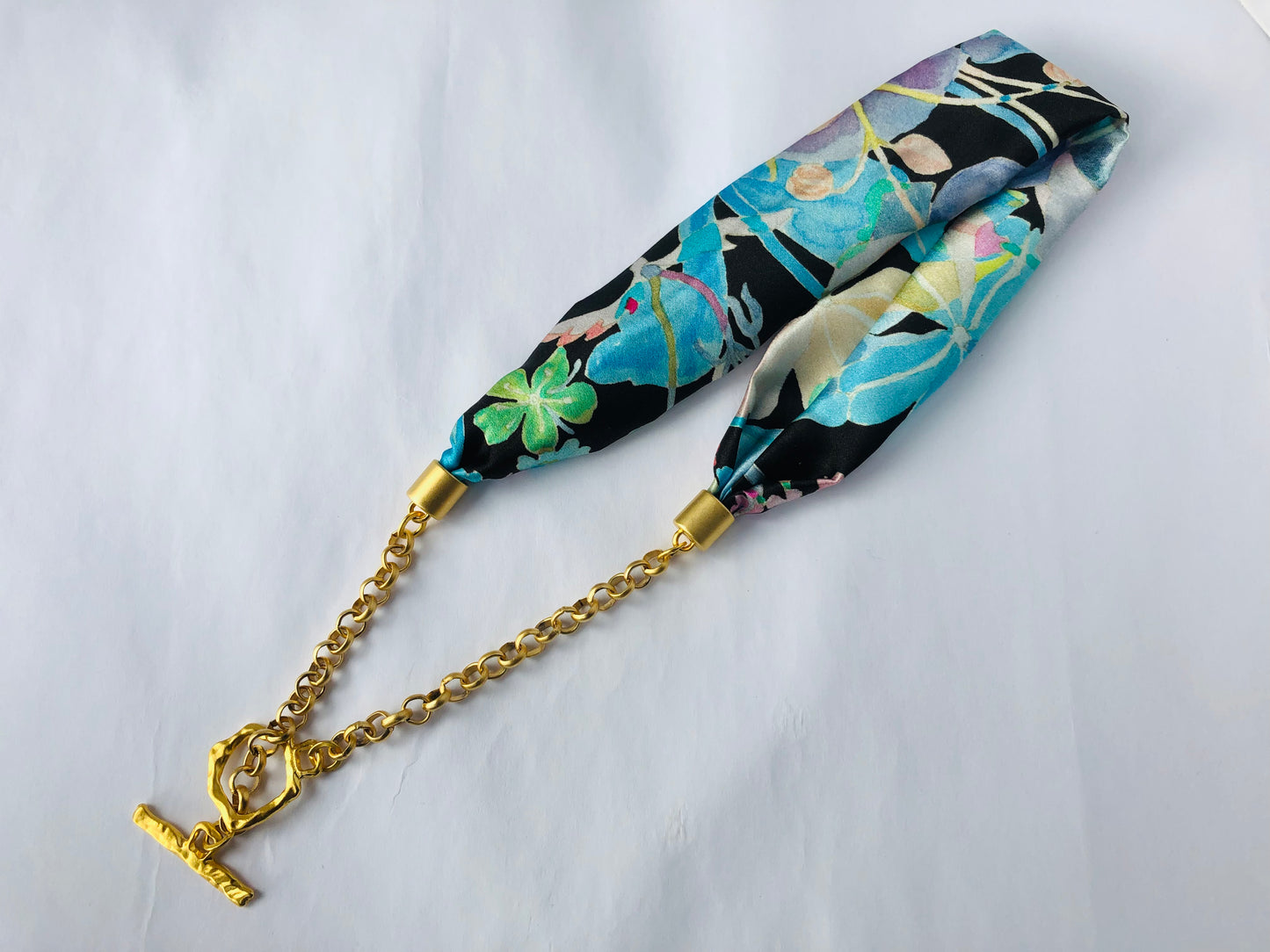 Silk Necklace | Chic Necklace | Liberty Print | Floral Blue