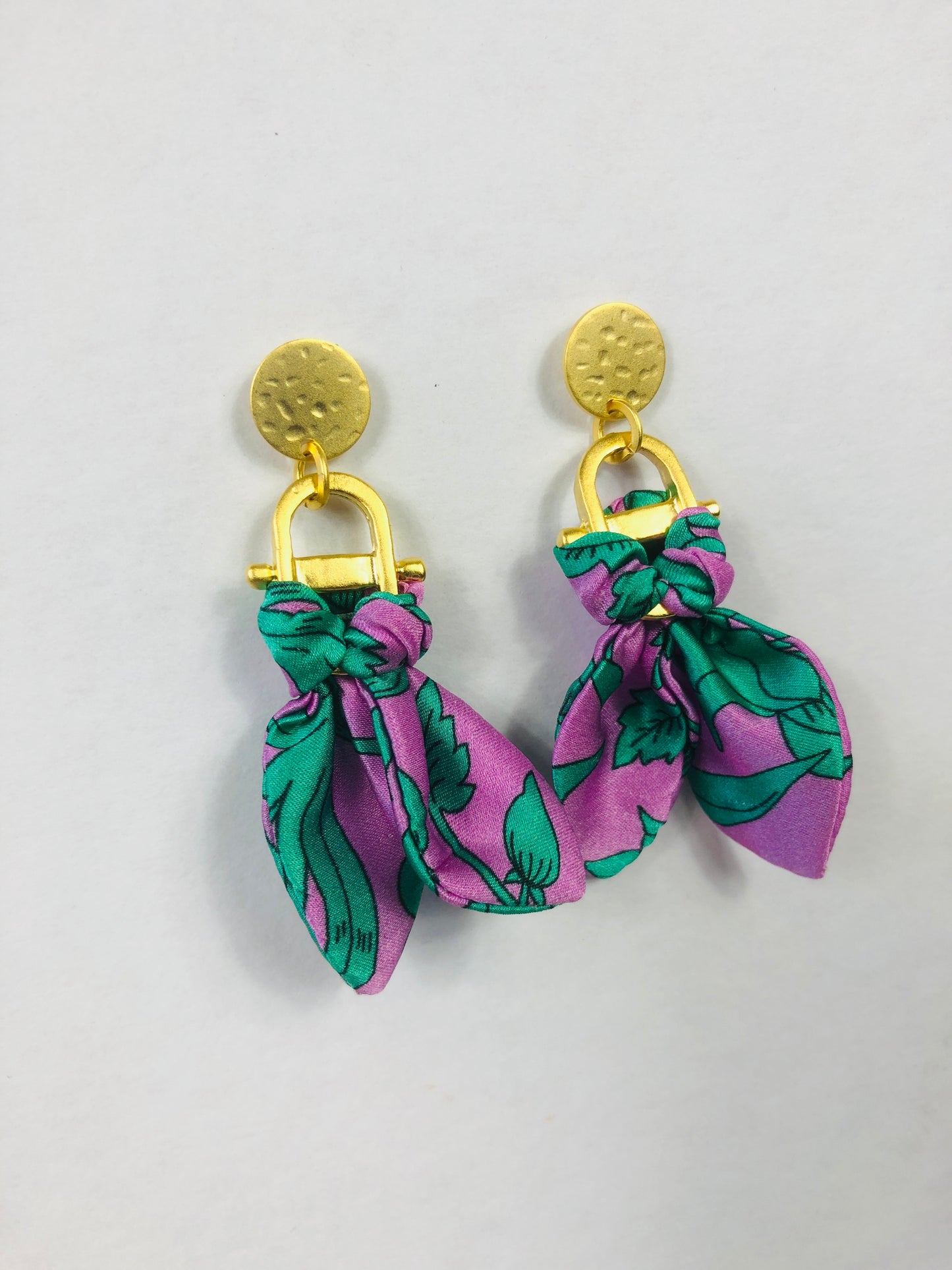 Statement Earrings | Silk Jewellery | Liberty Print | Purple Turquoise
