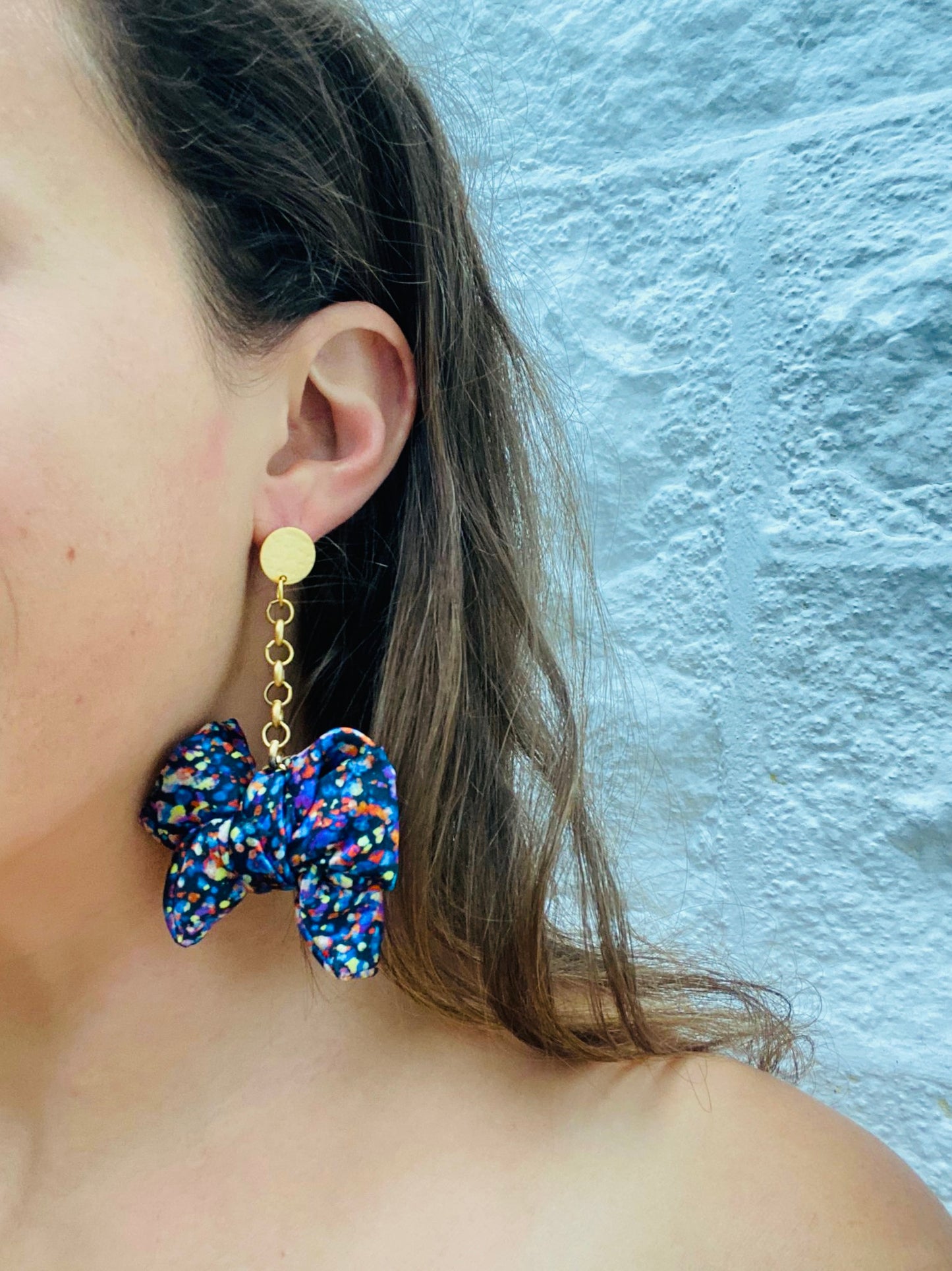 Big Bow Earrings | Silk Jewellery | Liberty Print | Blue