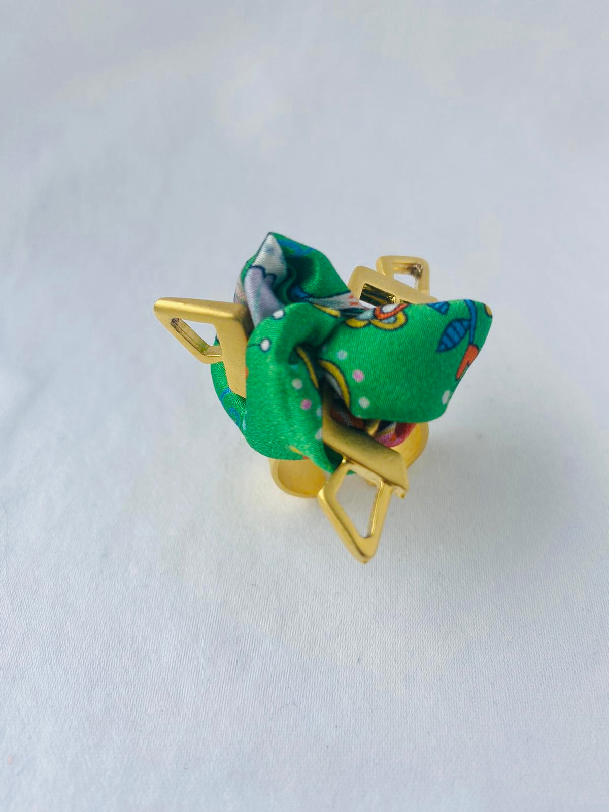 Statement Ring Gold | Silk Ring | Liberty Print | Green