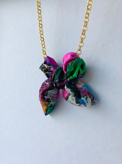 Bow Necklace | Colourful Jewellery | Liberty Print Silk